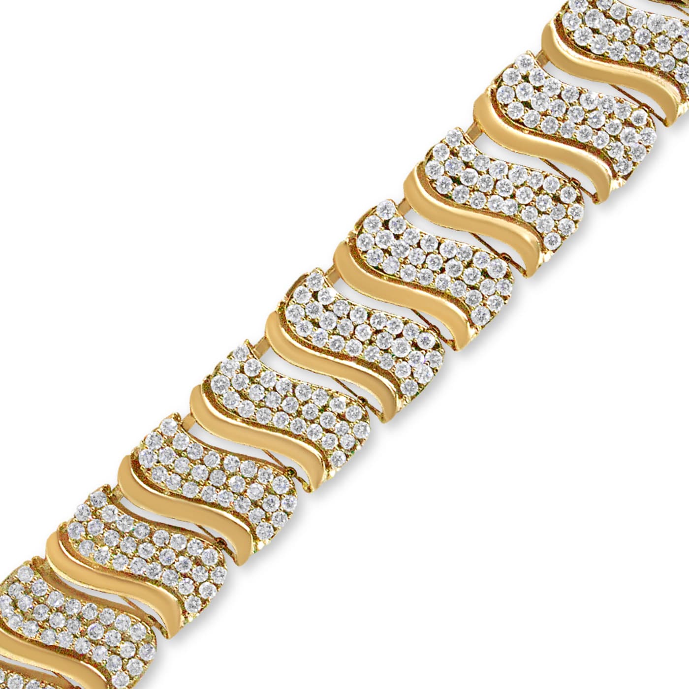14K Yellow Gold 15.0 Cttw Diamond Chevron Wave 7.25