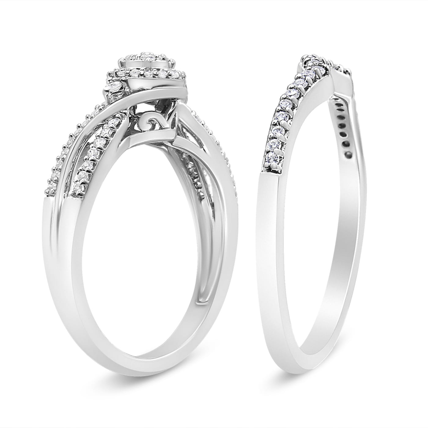 Sterling Silver 1/3ctw Composite Diamond Frame Bypass Bridal