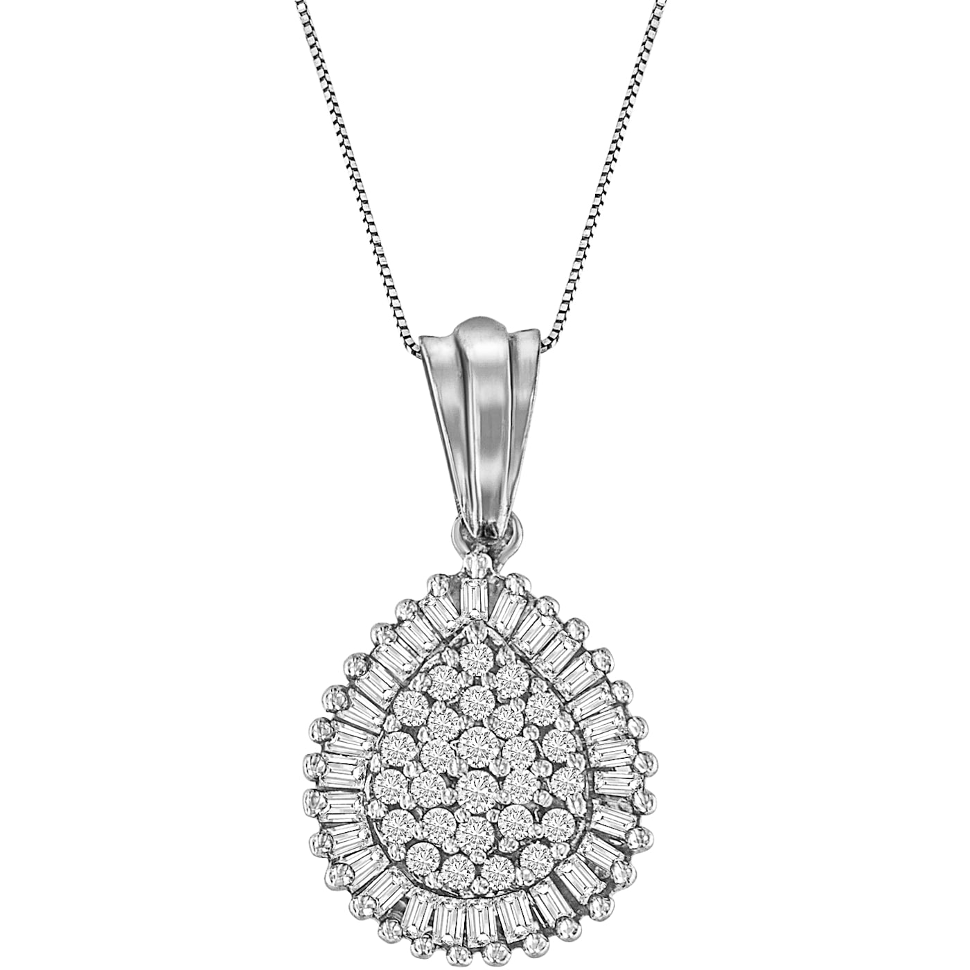 10K White Gold 1/2ctw Mixed Cut Diamond Teardrop 18