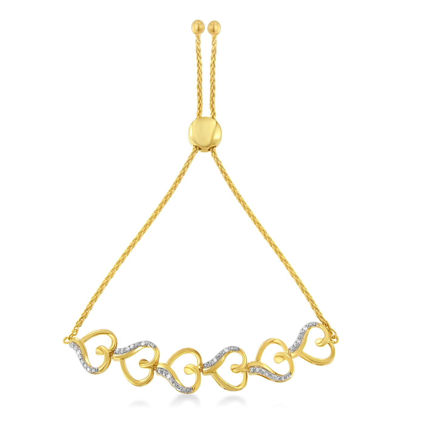 10K Yellow Gold Over Sterling Silver Diamond Accent Open
