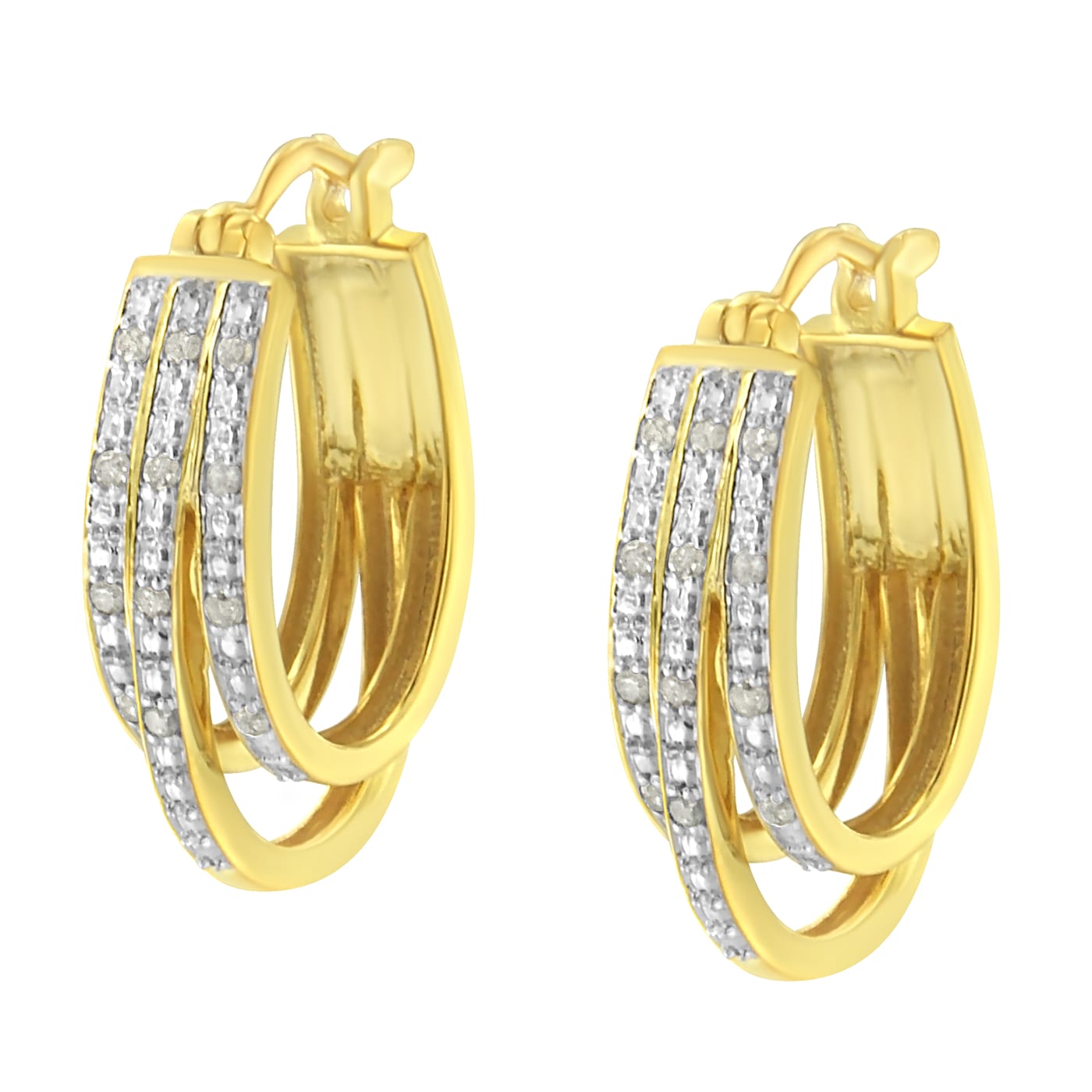 10K Yellow Gold Over Sterling Silver 1/4ctw Diamond and 10K Yellow Gold Over Sterling Silver 1/4ctw Diamond and