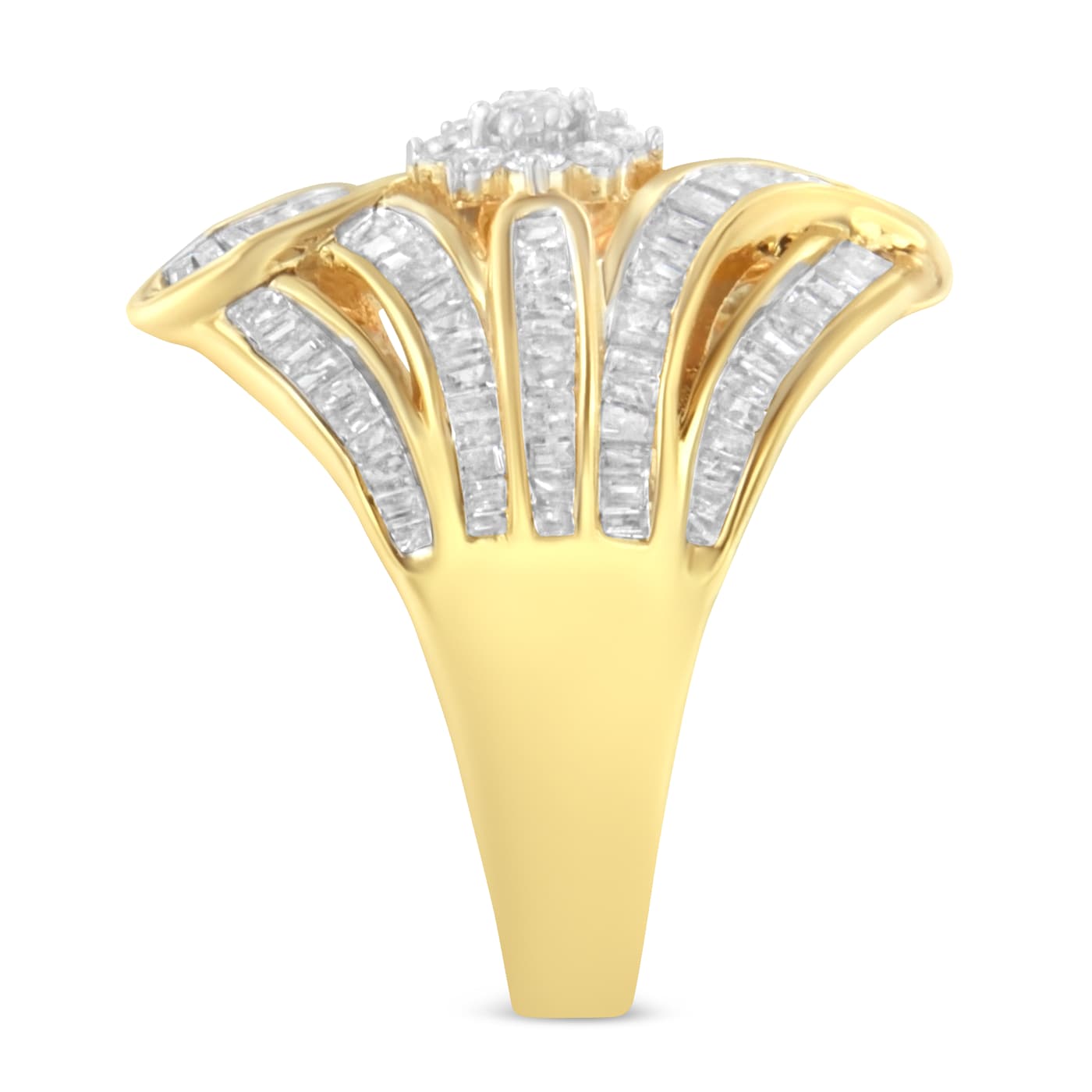 10K Yellow Gold Over Sterling Silver 1-1/8ctw Diamond Flower