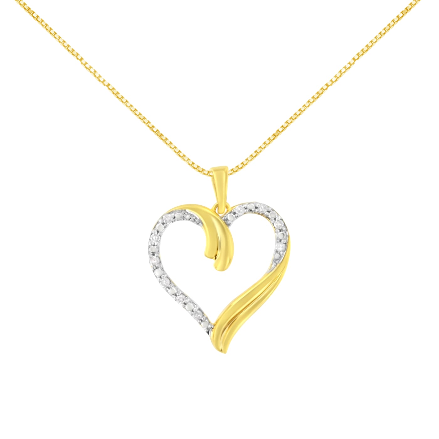 日本人気超絶の Over Gold Yellow 10K Sterling Heart Diamond 1/10ctw Silver アクセサリー