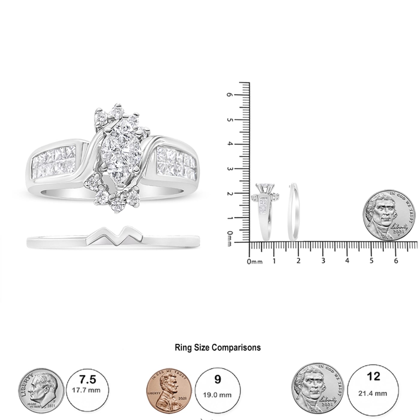 14K White Gold 1 1/2ctw Composite Diamond Marquise Diamond
