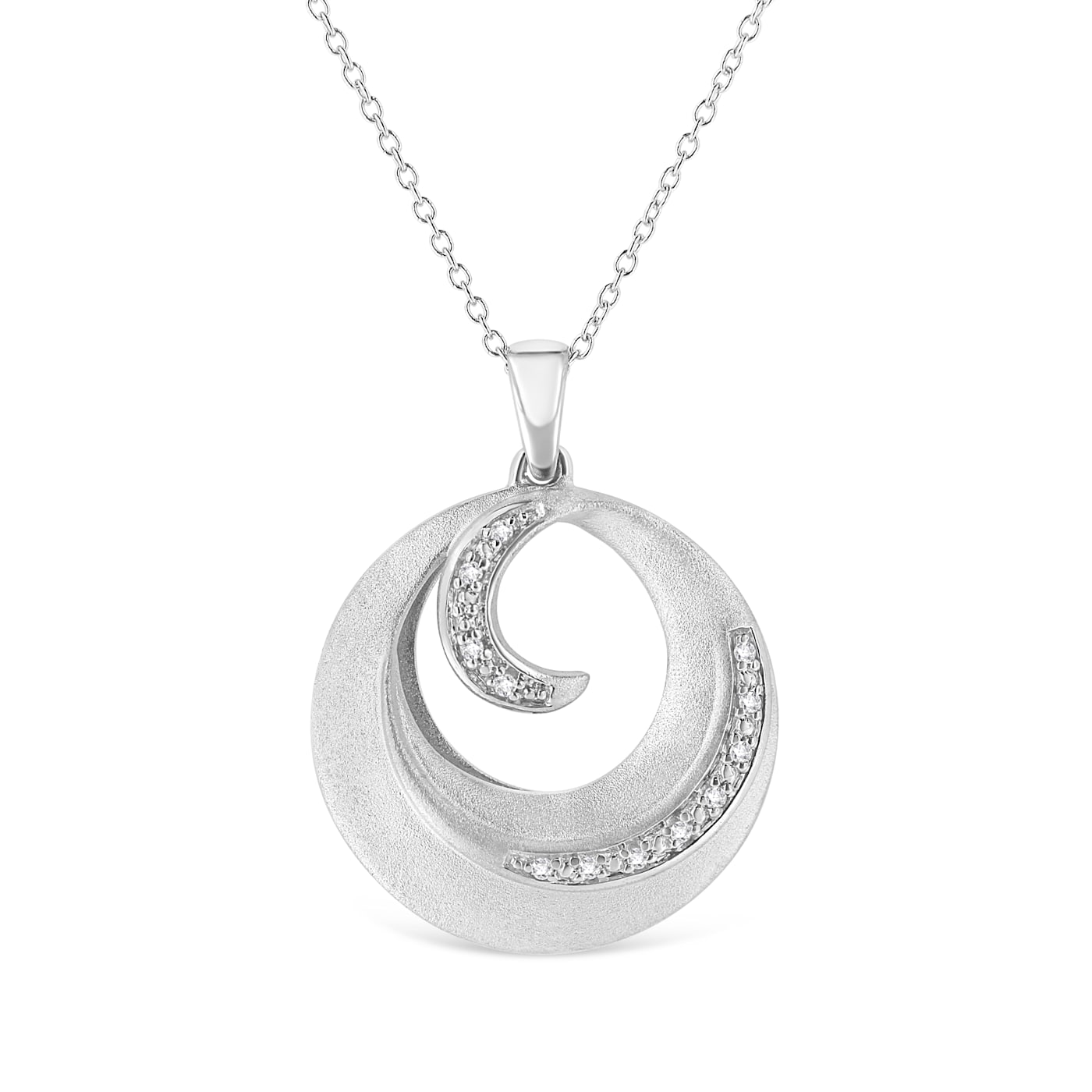 925 Sterling Silver Pave-Set Diamond Accent Fashion Circle