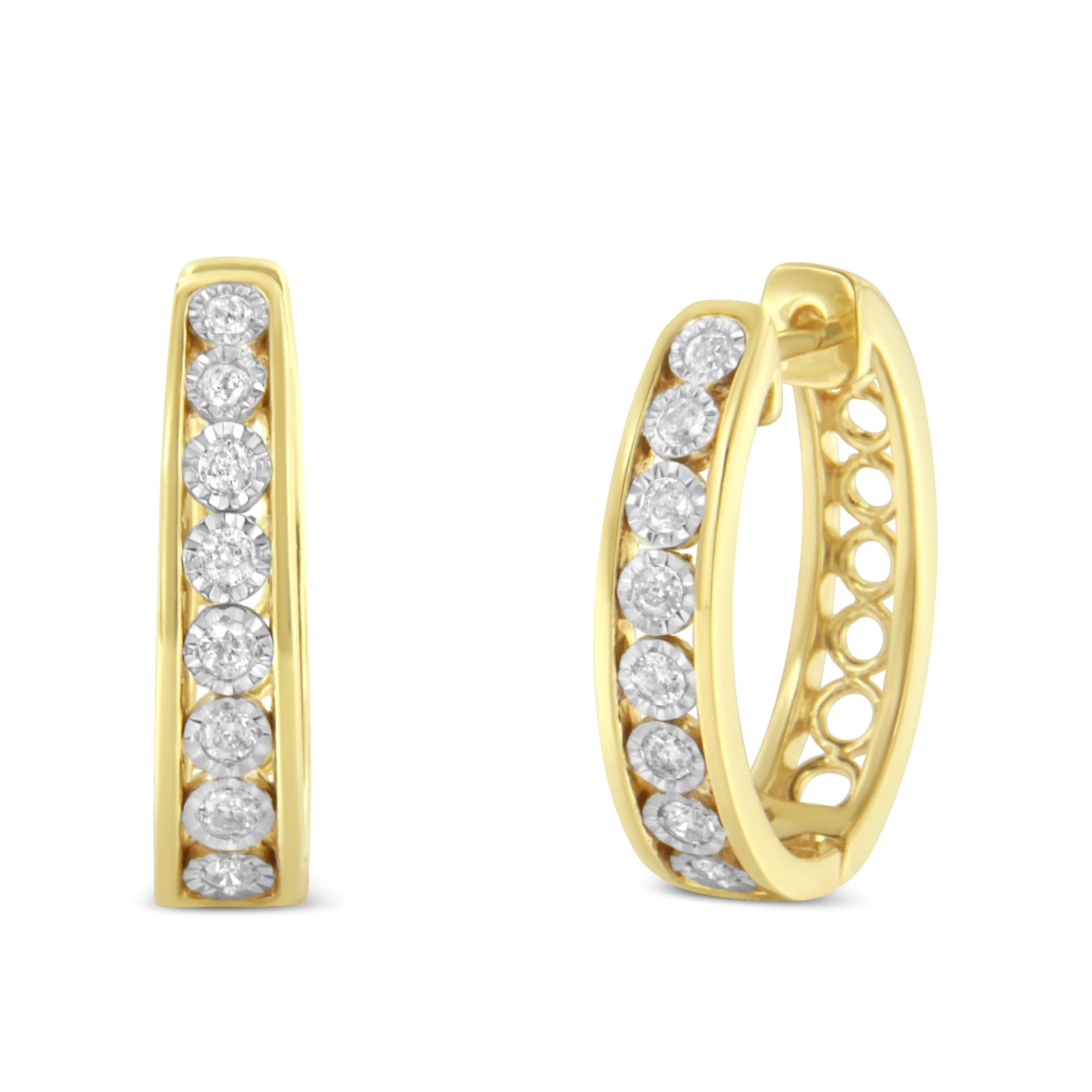 10K Two-Tone Gold Diamond Hoop Earring 1/2ctw