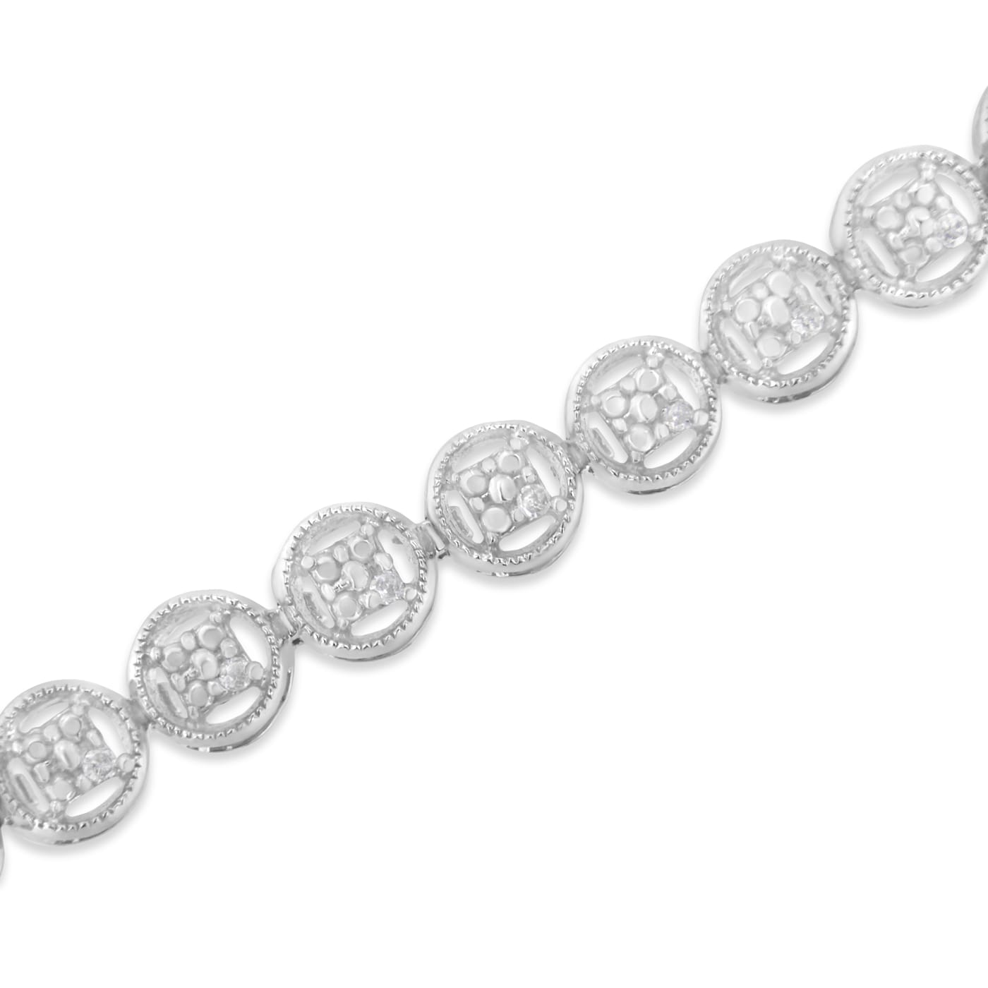 Rhodium Over Sterling Silver 1/10 Ctw Diamond Open Circle