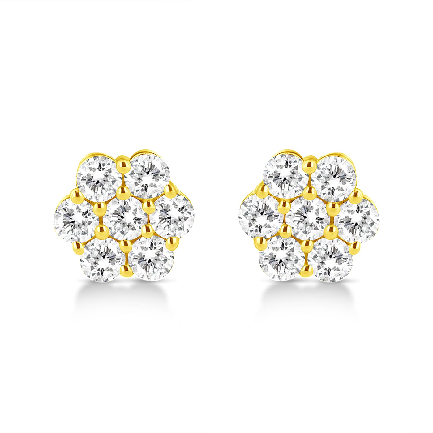 14K Yellow or White Gold Floral Inspired Earring Studs