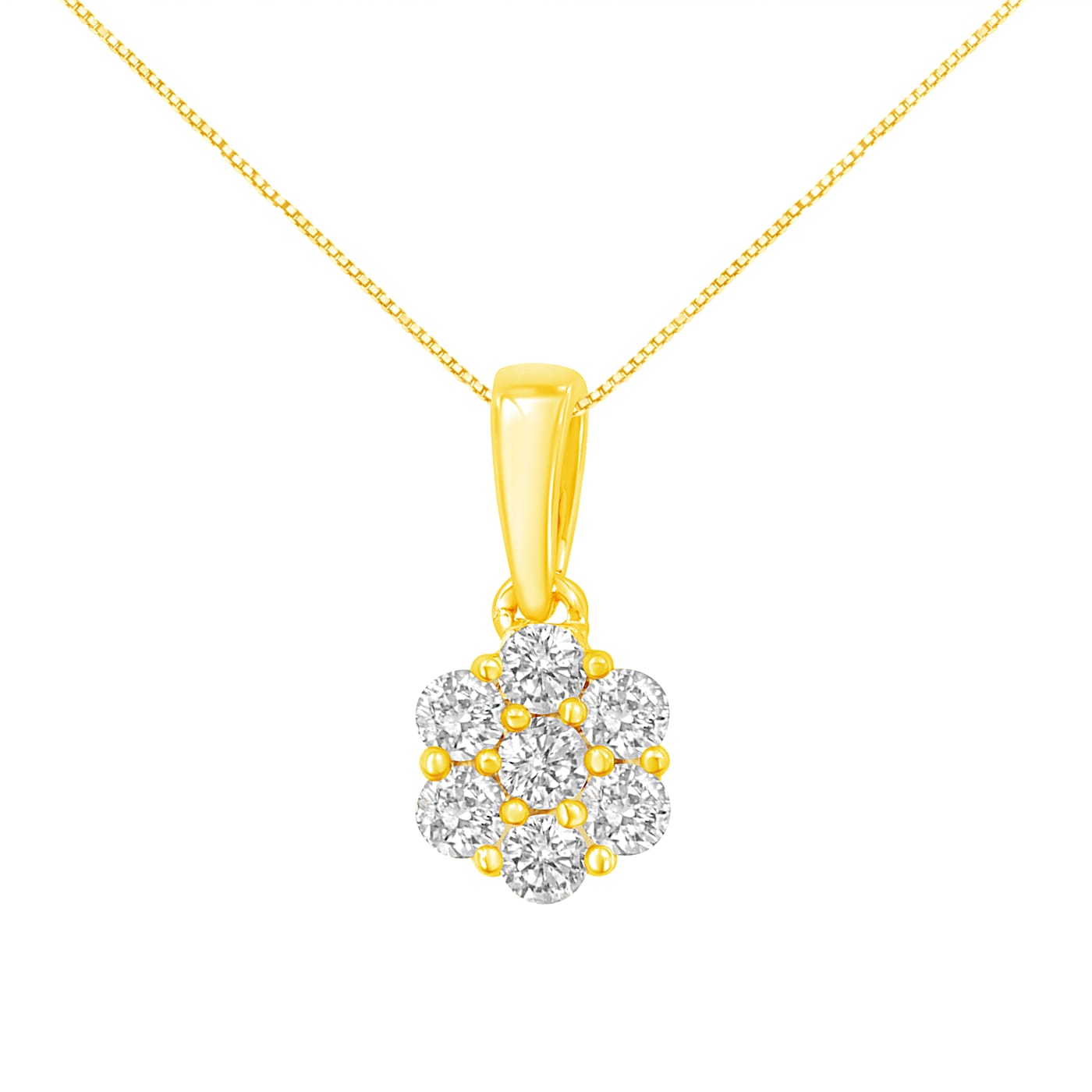 0.50ctw Round Diamond Cluster 14K Yellow Gold Flower Pendant