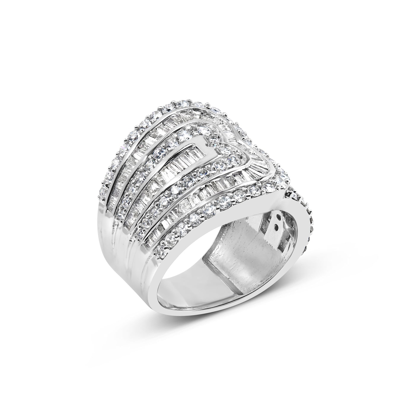 2025年のクリスマス White 10K Gold Multi-Row Diamond Shapes-Cut Mixed 1/2ctw 2 アクセサリー
