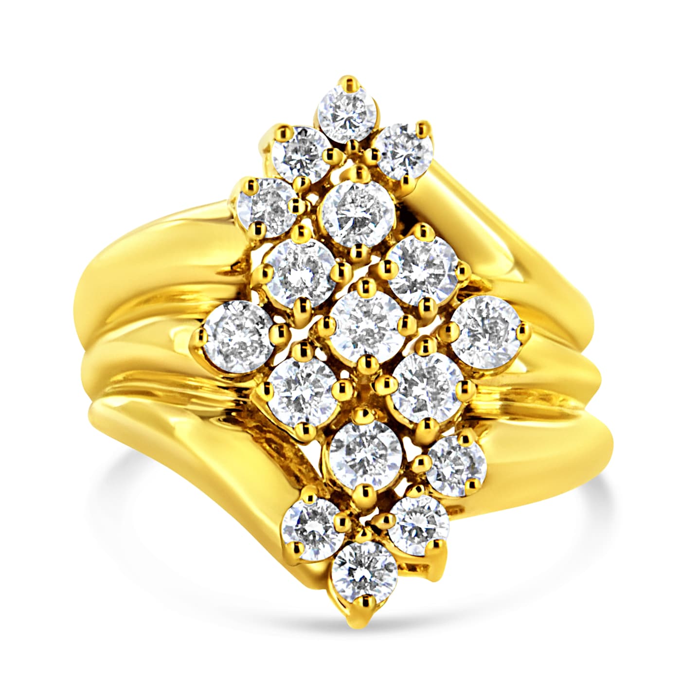 10K Yellow Gold Over Sterling Silver Diamond Cocktail Ring
