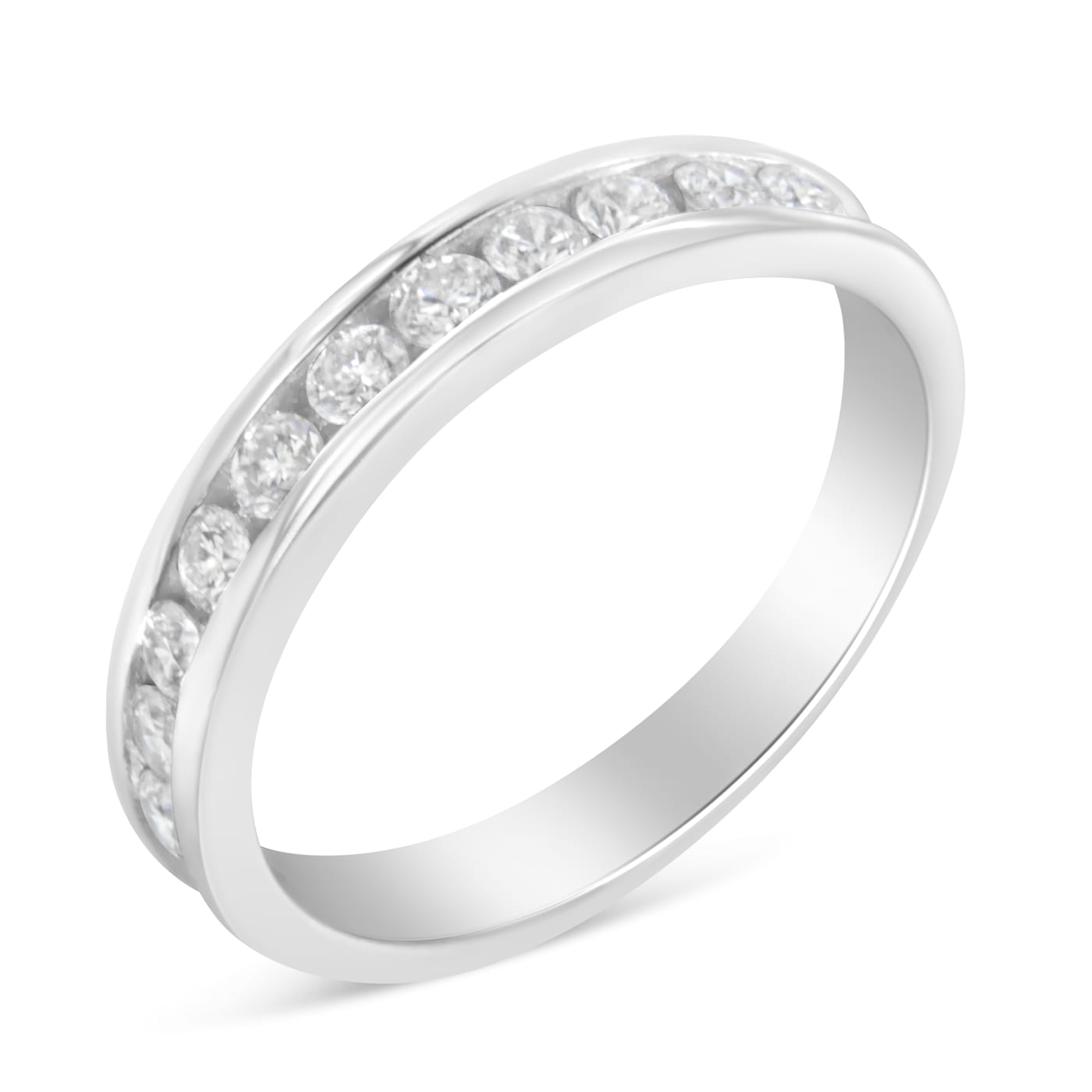 18K White Gold IGI Certified 1/2ctw Diamond Channel Set