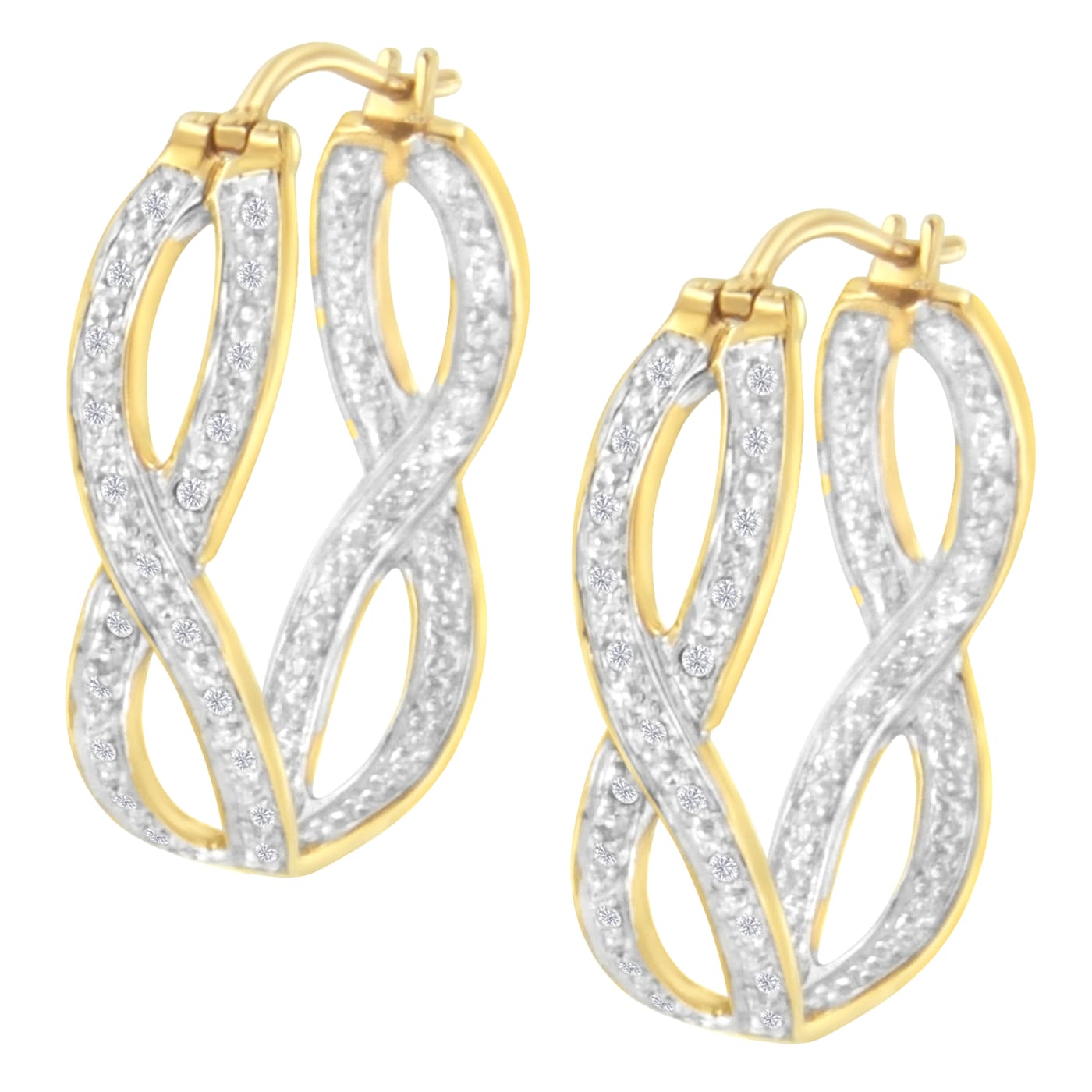 10K Two-Tone Gold 1/4ctw Diamond Double Infinity Hoop Earrings - 13Z51A