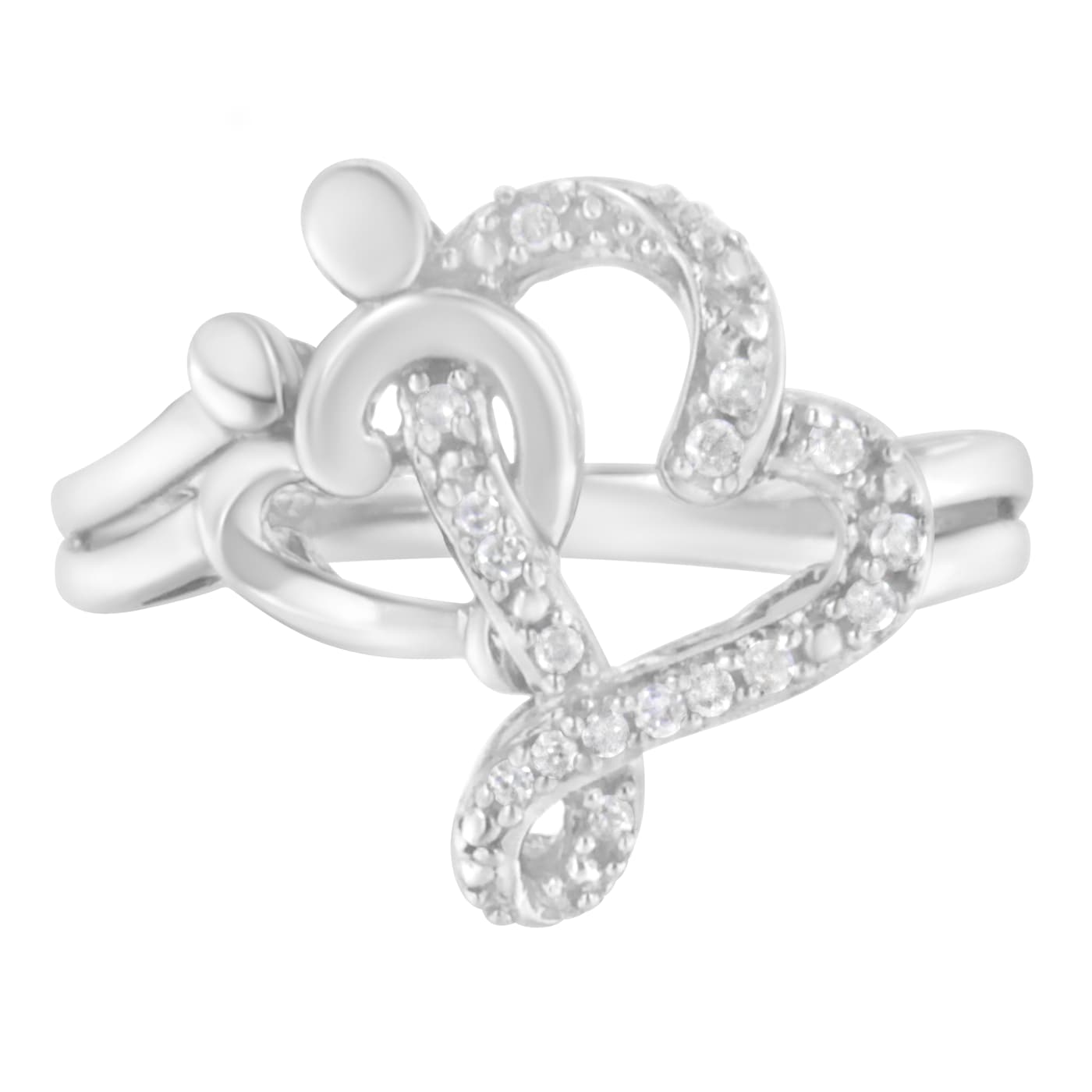ハート　リング 1/6ct TDW Diamond Cluster Heart Promise Ring in Sterling