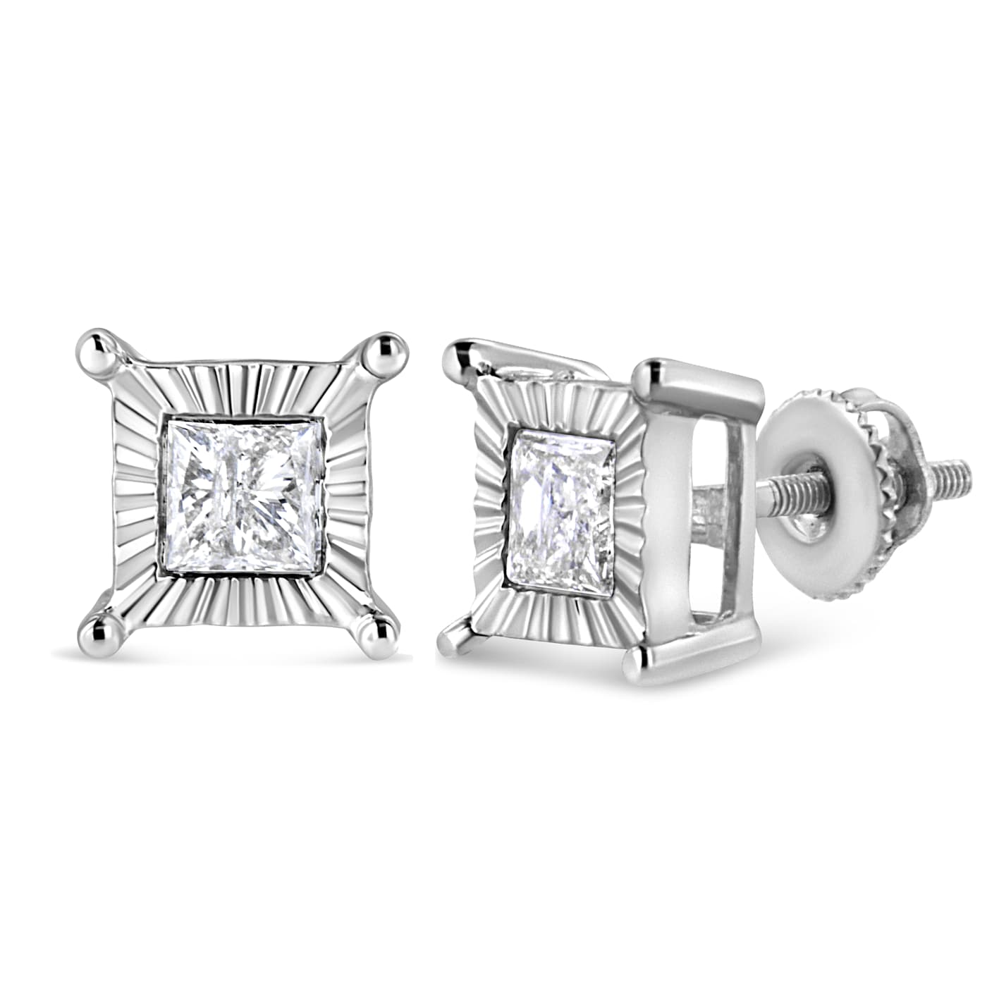Sterling Silver 1.0ctw Miracle Set Princess-cut Diamond