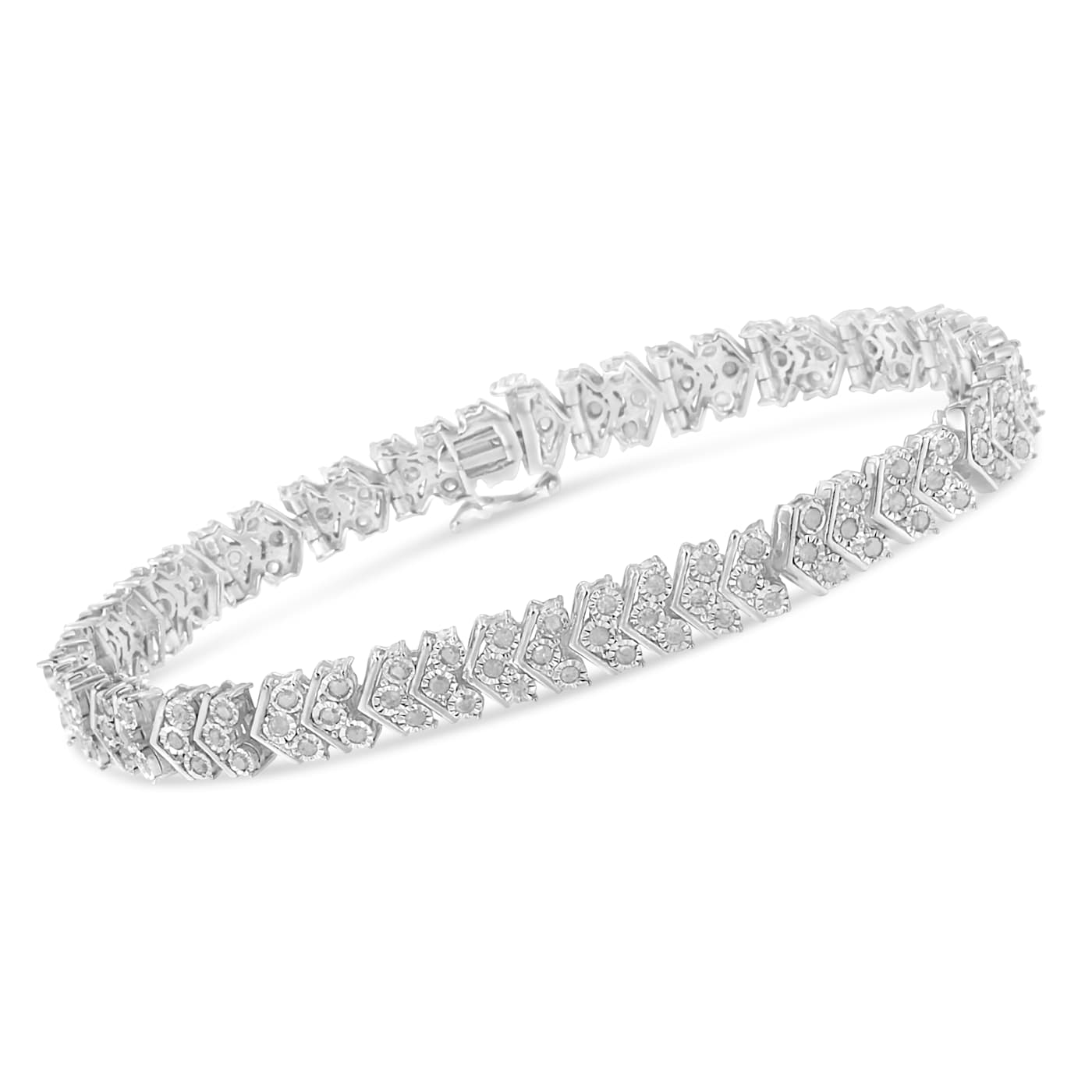 1ct Lab Diamond Tennis Bracelet Rub Over Style in 925 Sterling Silver