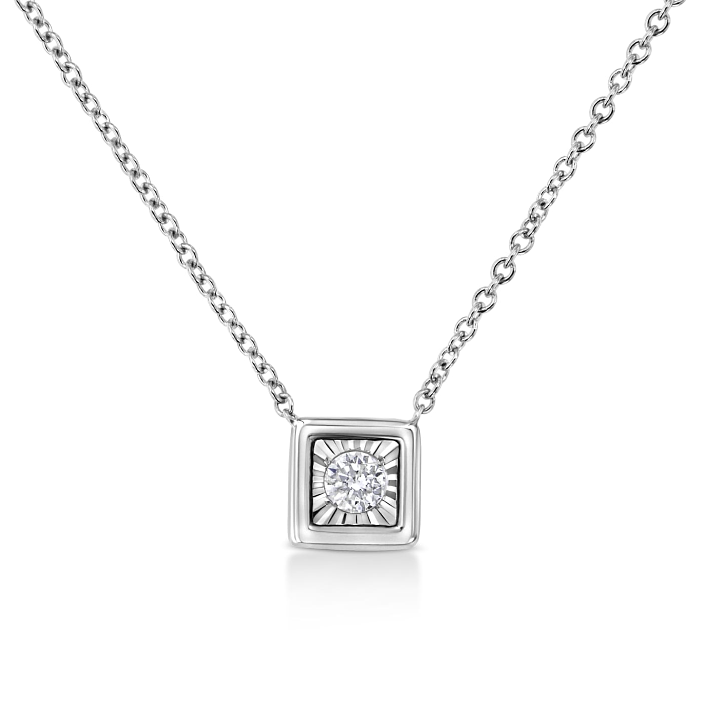 【GINGER掲載商品】 Round 0.10ctw Miracle-Set White 10K Solitaire Square Diamond その他
