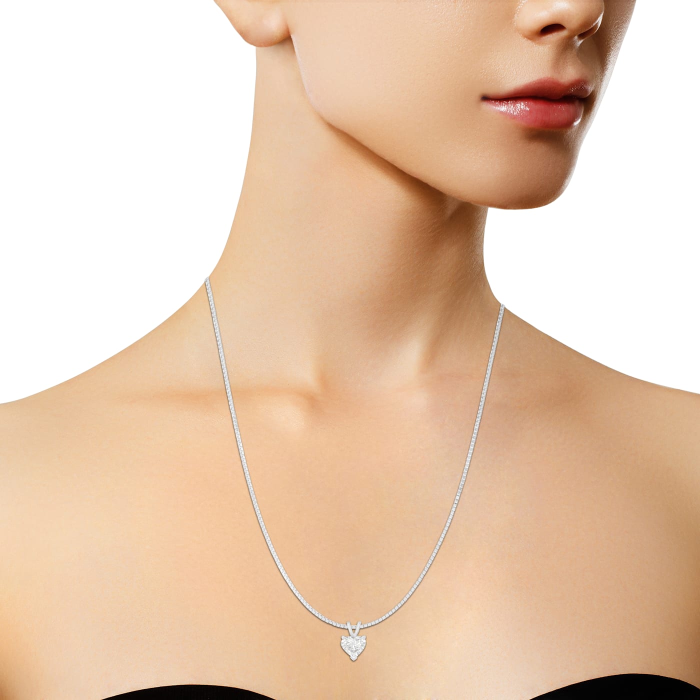 14K White Gold 1/2ctw Heart-Shaped Diamond Solitaire Pendant
