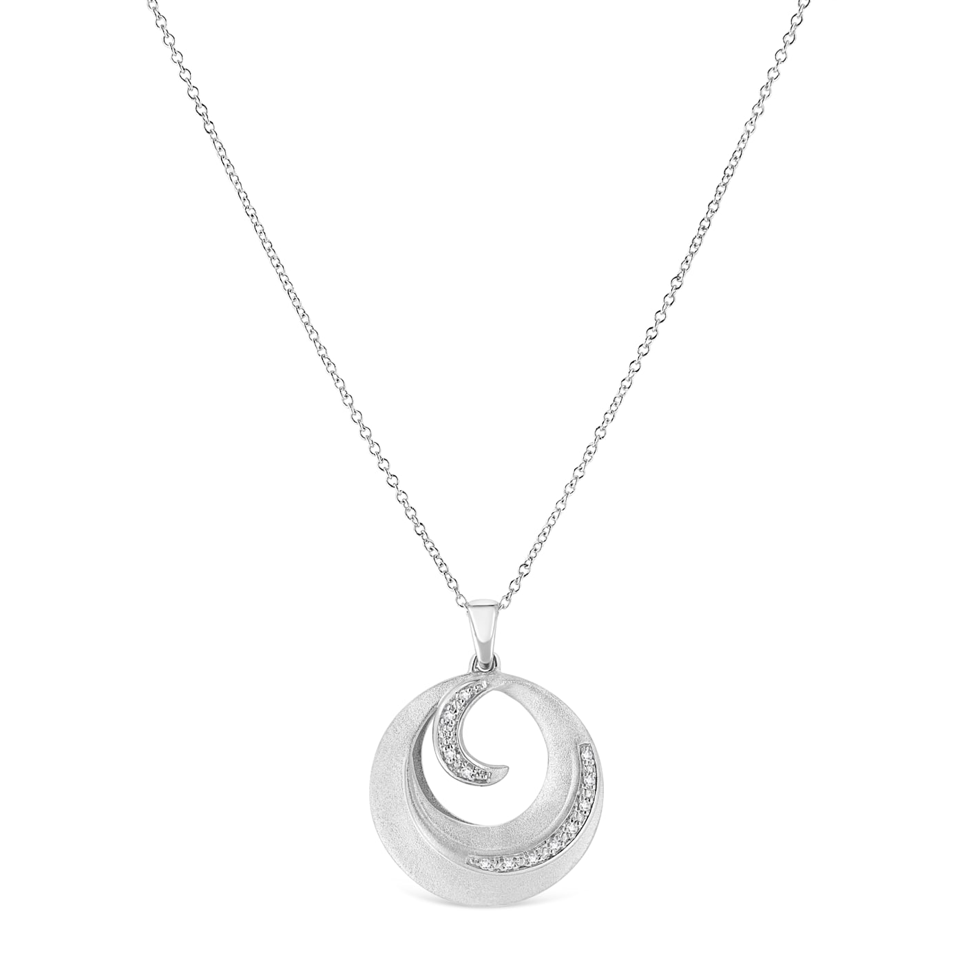 925 Sterling Silver Pave-Set Diamond Accent Fashion Circle