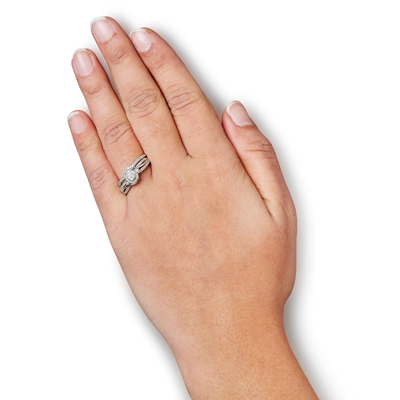 Sterling Silver 1/3ctw Composite Diamond Frame Bypass Bridal