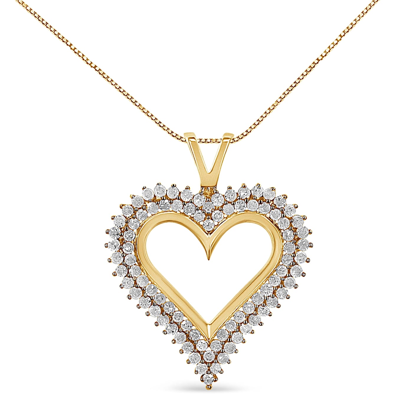 1.00ctw Diamond Heart 14K Yellow Gold Over Sterling Silver Pendant Necklace with 18 Chain 15DTHC