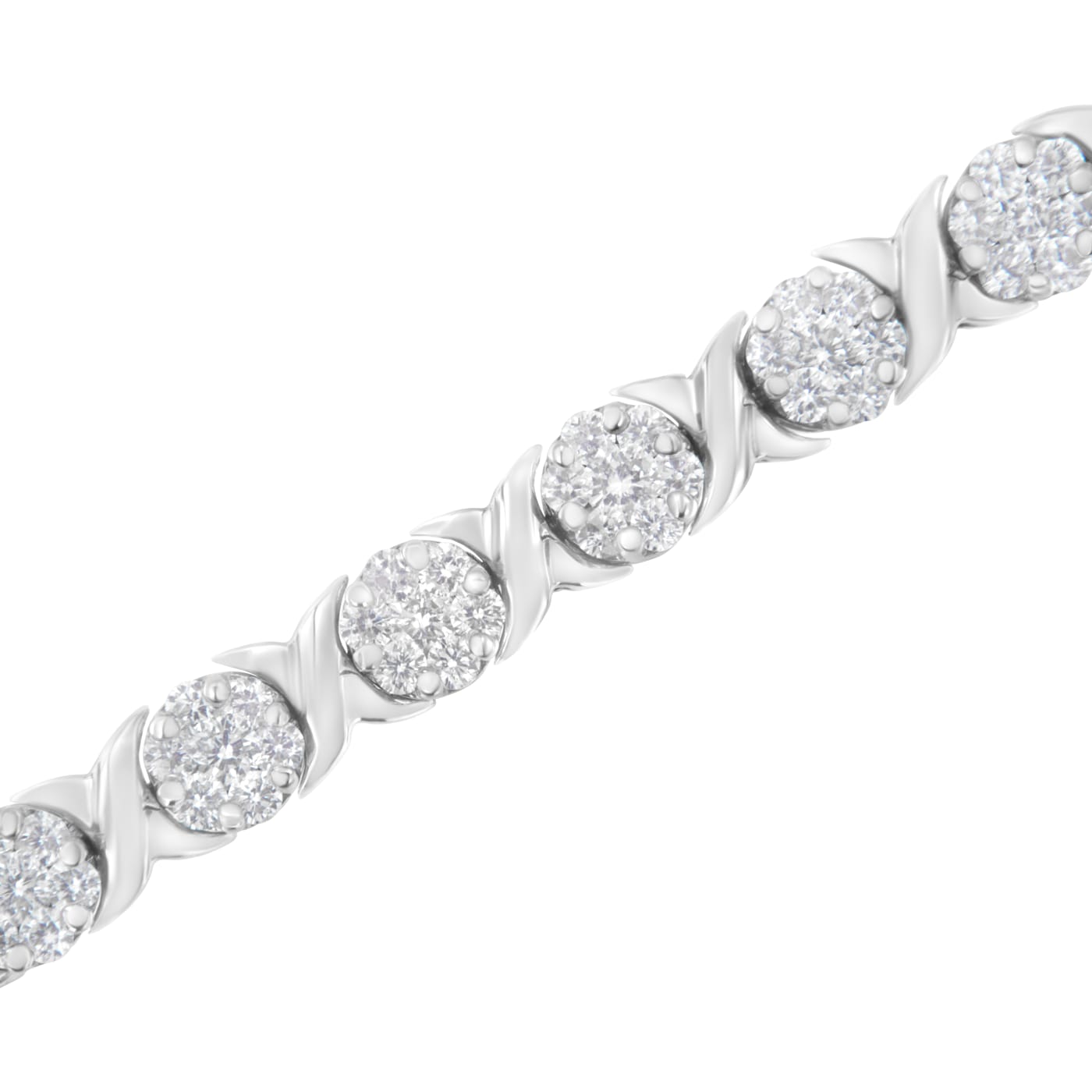 気質アップ Gold White 14K 4 X and Cluster Round Diamond Round 7/8ctw アクセサリー