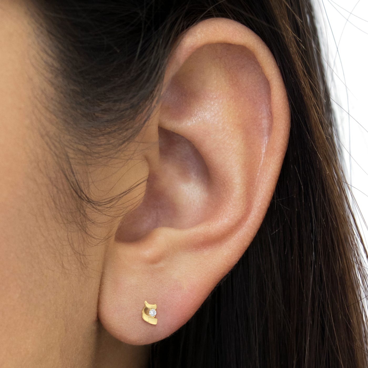 Wisp Flat Back Earring (single), Solid 10k Gold Earring