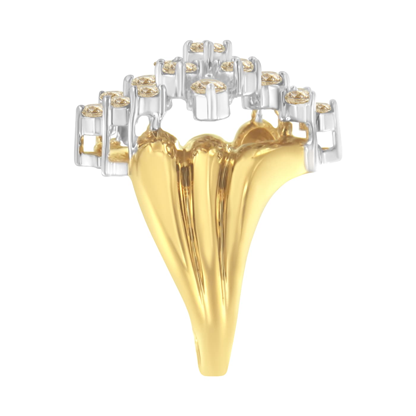 10K Yellow Gold Over Sterling Silver Diamond Cocktail Ring