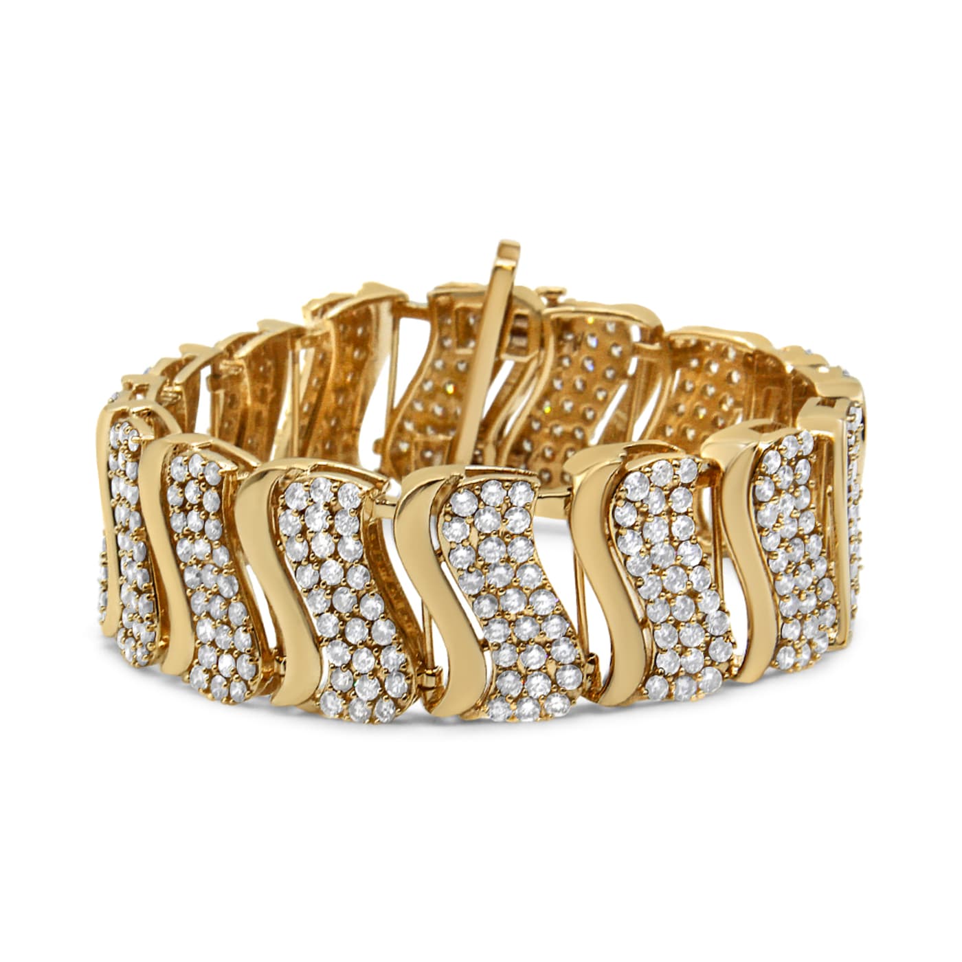 14K Yellow Gold 15.0 Cttw Diamond Chevron Wave 7.25