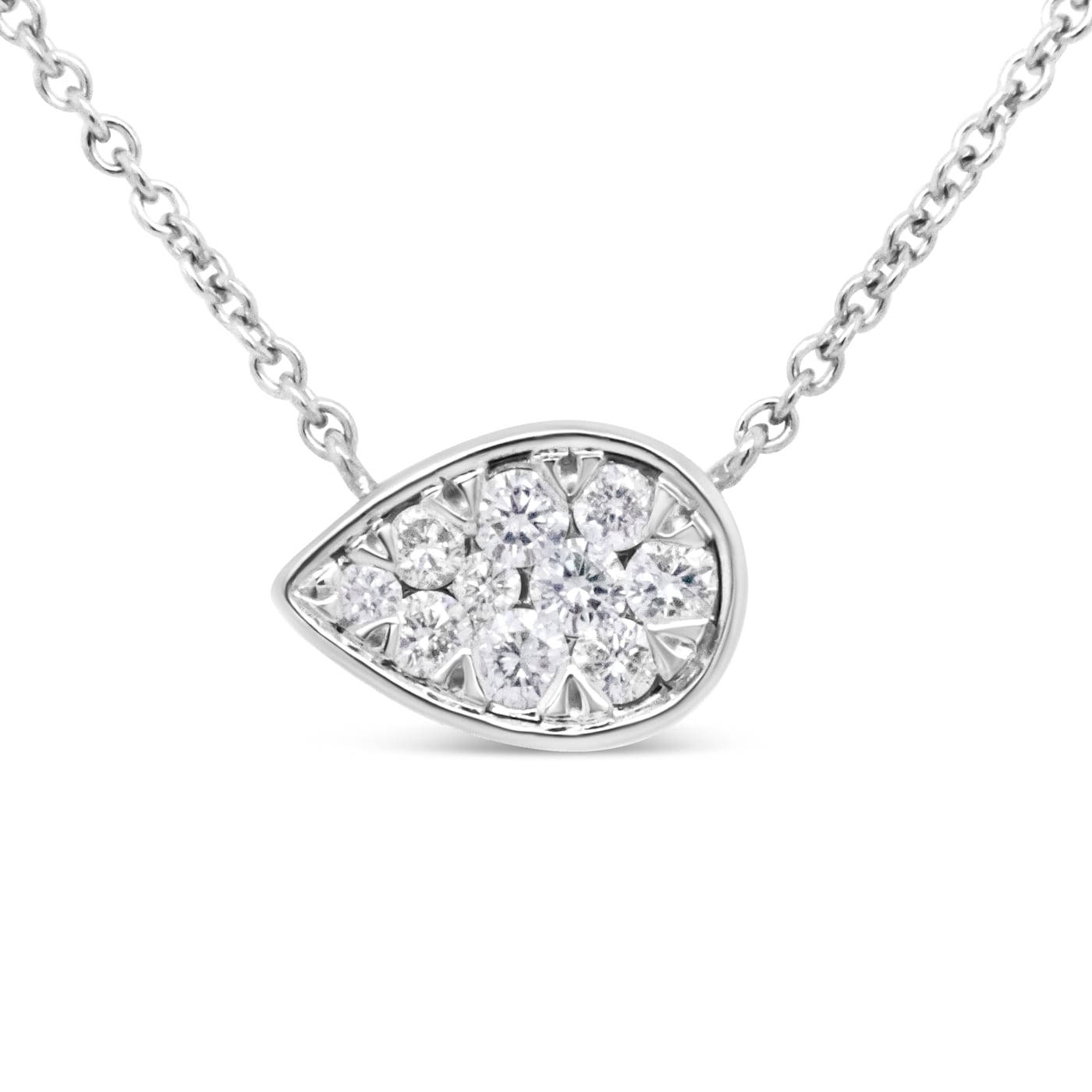 14K White Gold 1/4ctw Round Diamond Composite Teardrop Shape