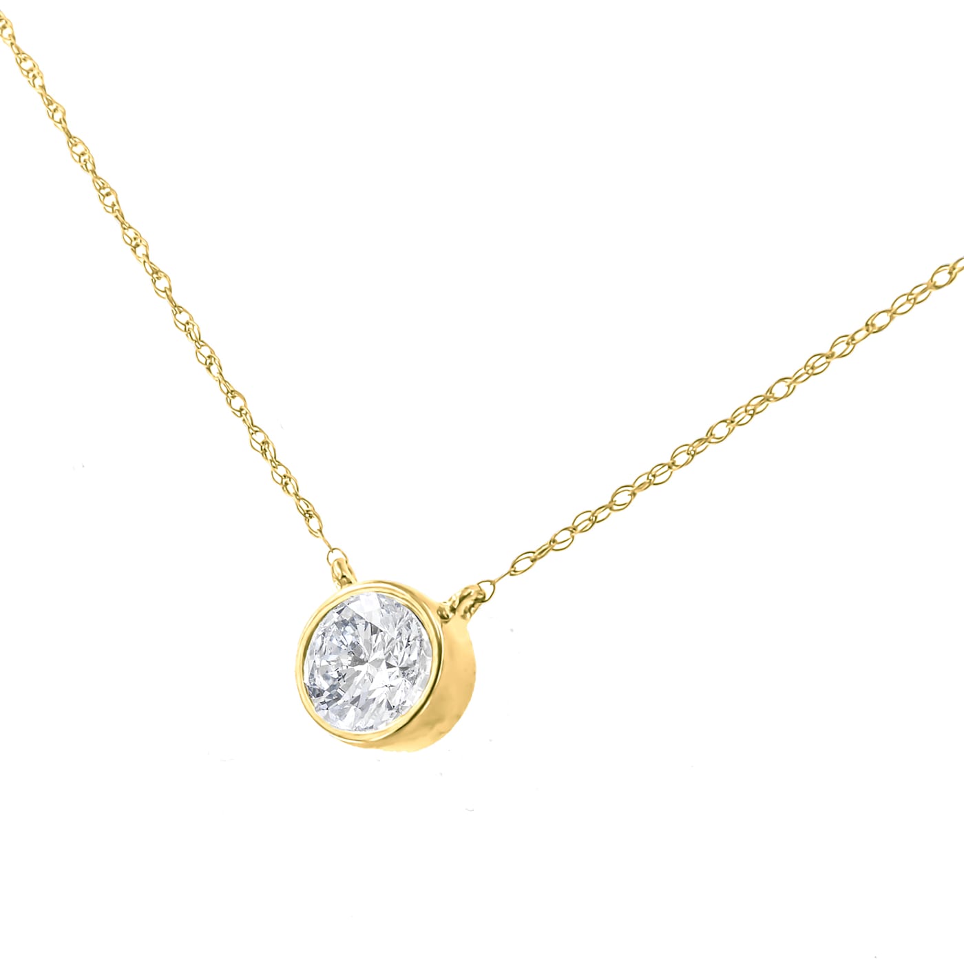 10K Yellow Gold AGS Certified 1/10 cttw Diamond Solitaire Pendant