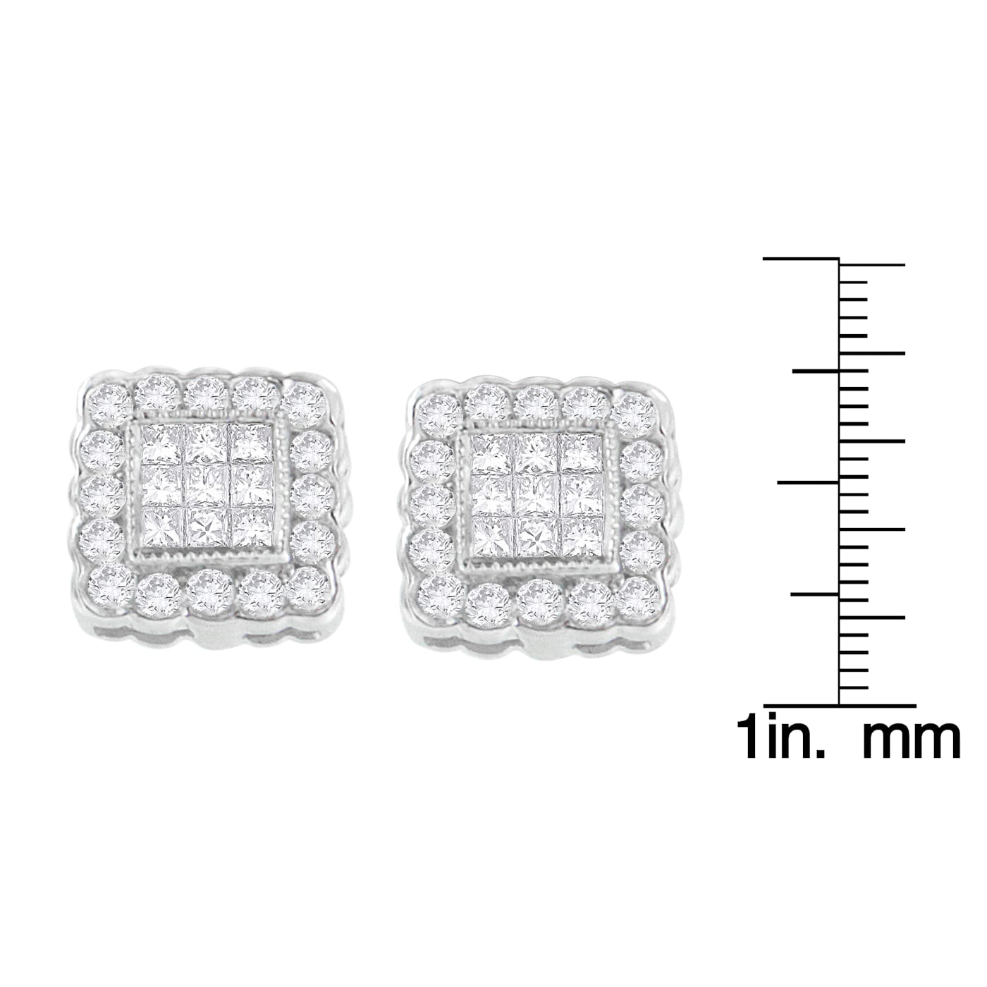 1.00ctw Brilliant & Princess Cut Diamond Square Halo 14K