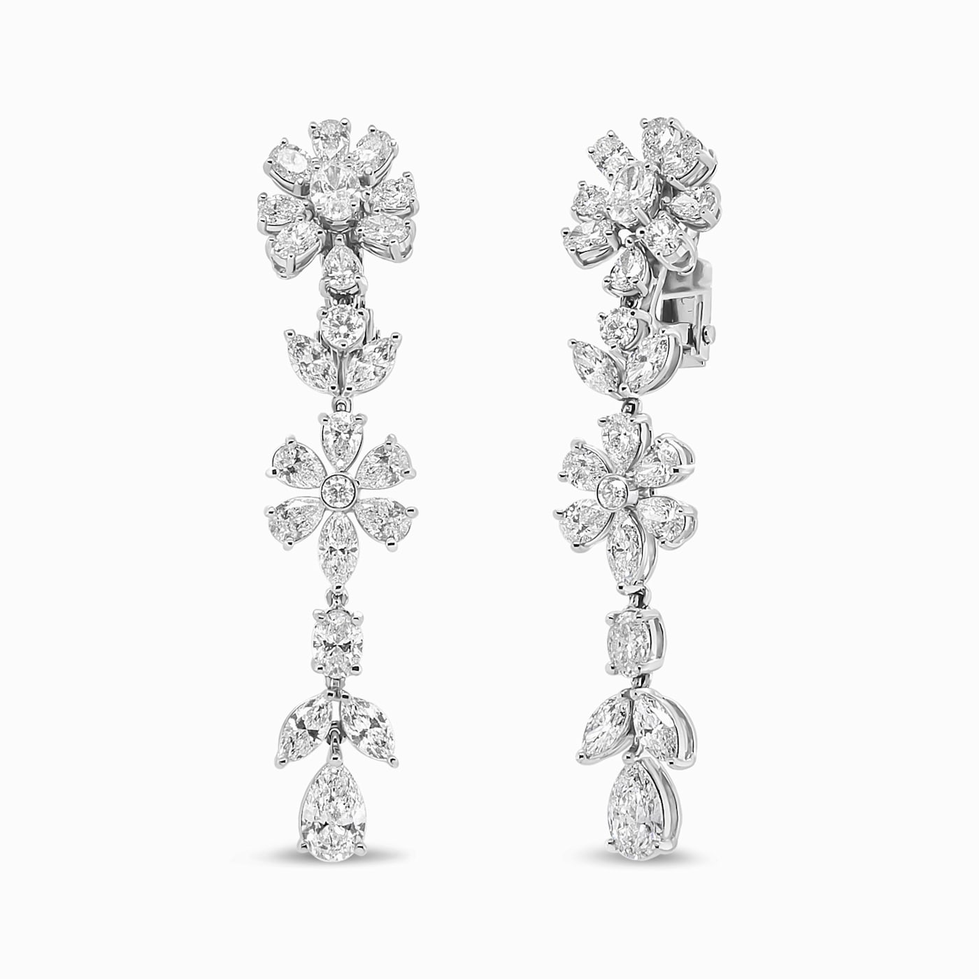 Louis Vuitton Flower Dangle Earrings 18K White Gold with Diamonds White  gold 21548021