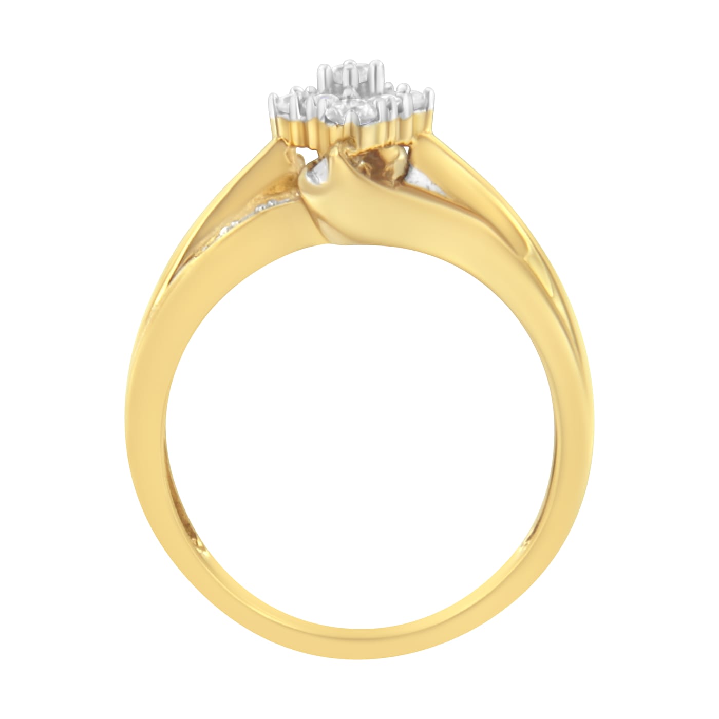10K Yellow Gold 1/2ctw Diamond Cluster Cocktail Ring (J-K Clarity, I1-I2  Color)