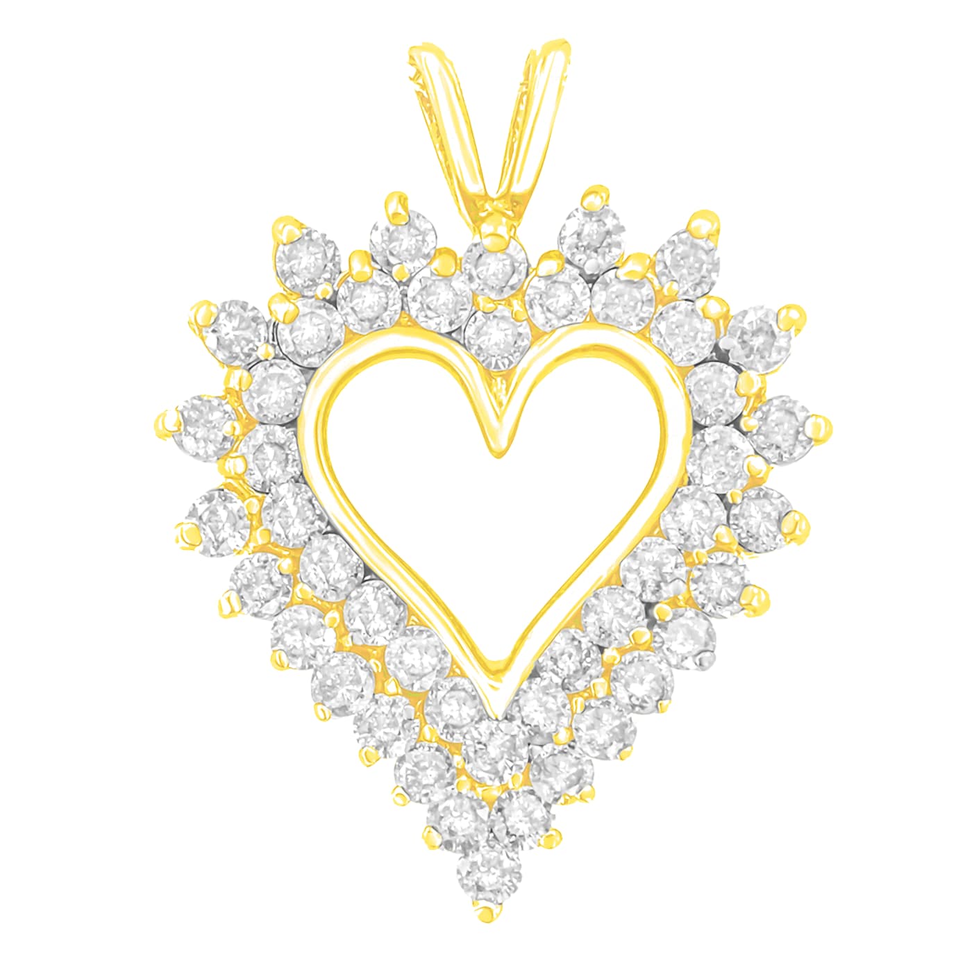 10K Yellow Gold 3.0ctw Diamond Open Heart 18