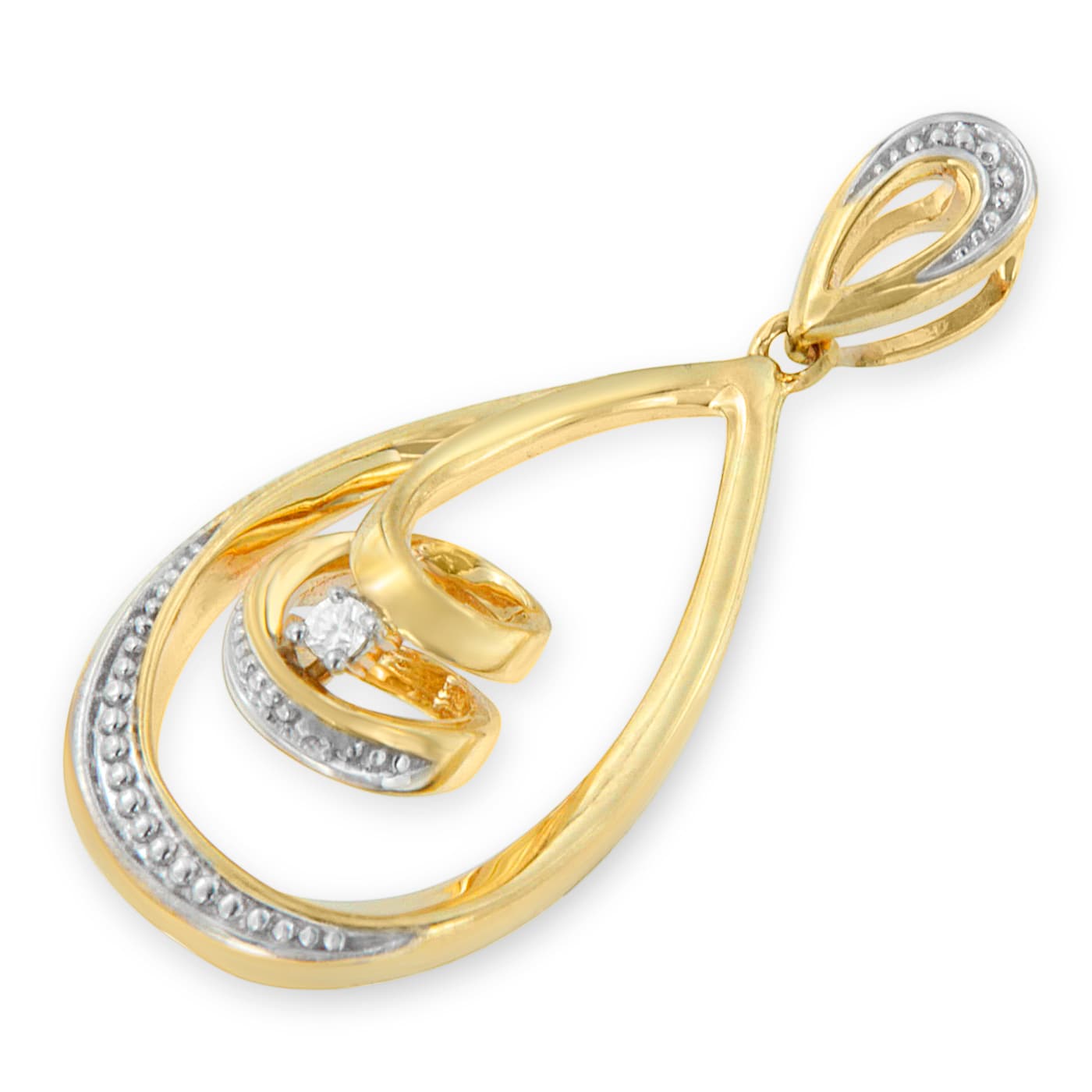 10K Yellow Gold Diamond Accent Open Teardrop Twisted 18