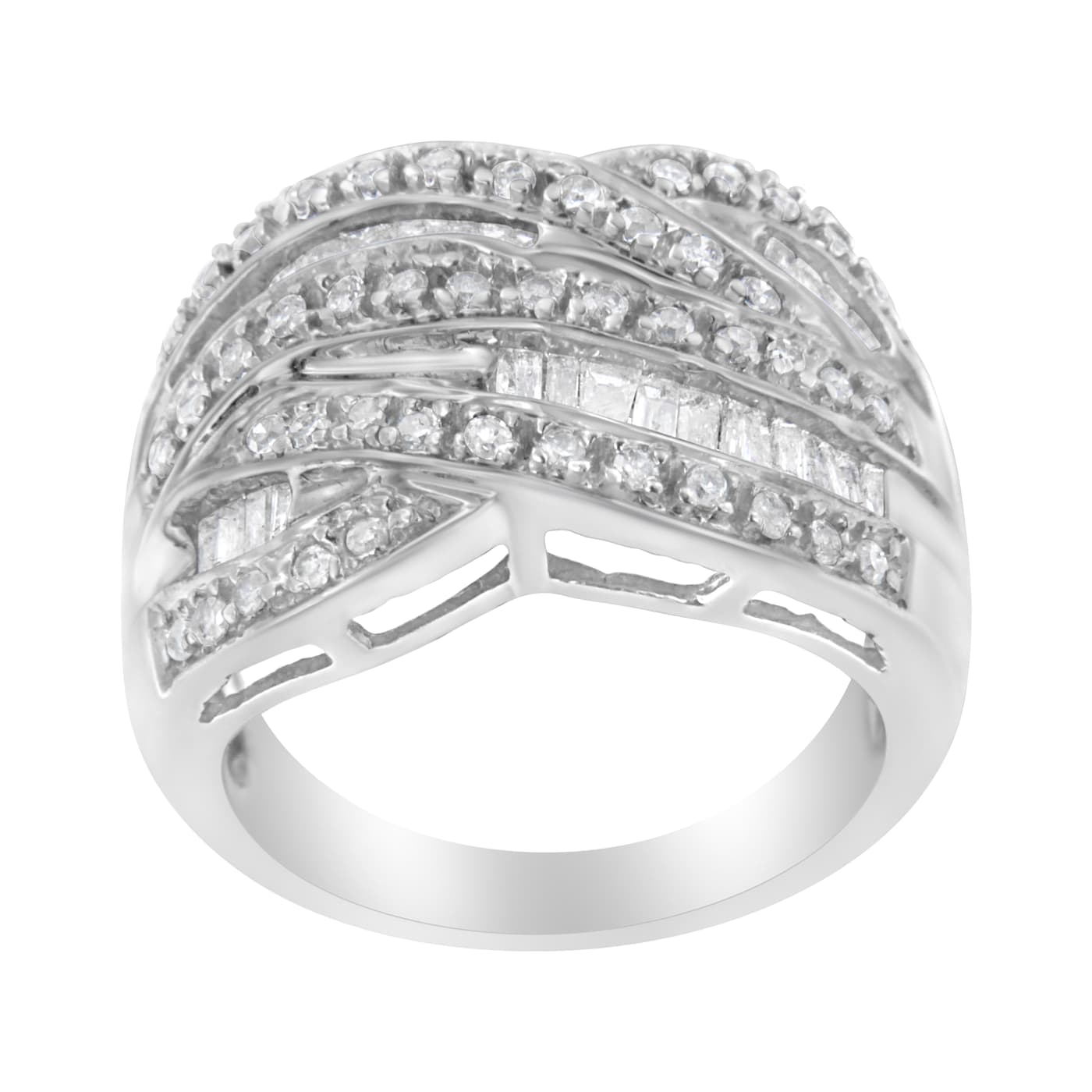 【SEAL限定商品】 Set Channel 1.0ctw Silver Sterling Mixed Cross-over Diamond アクセサリー