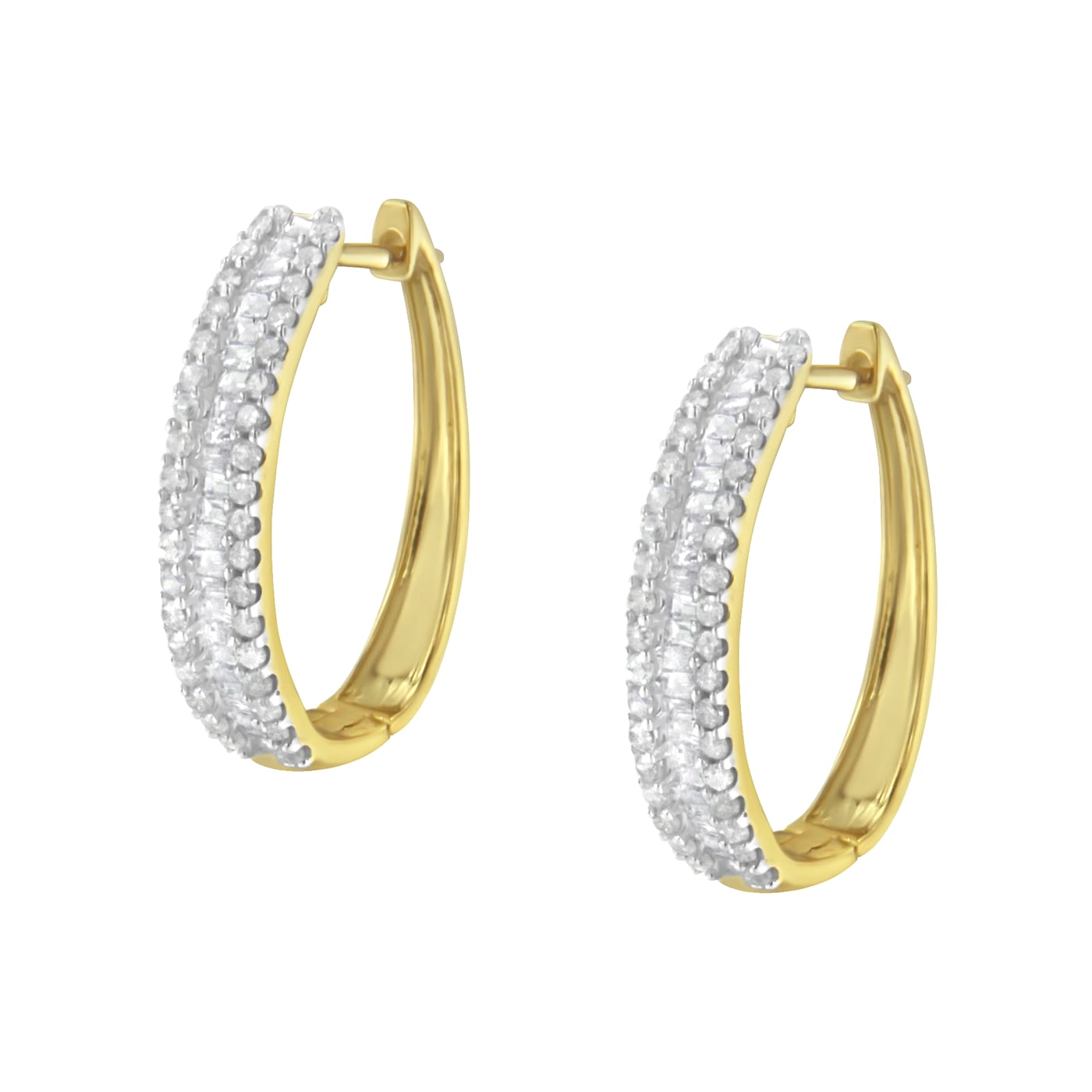 【在庫一掃】 Hoop Diamond Gold Yellow 10K Earring 12VS2A - 3/4ctw アクセサリー