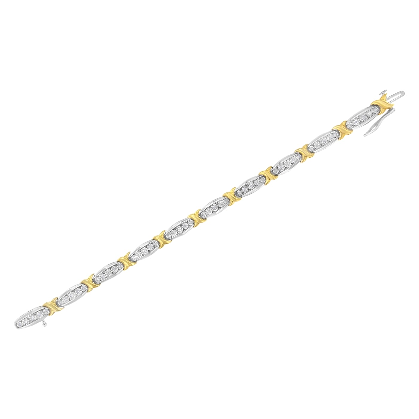 10K Yellow Gold Two Tone Over Sterling Silver .75ctw Diamond