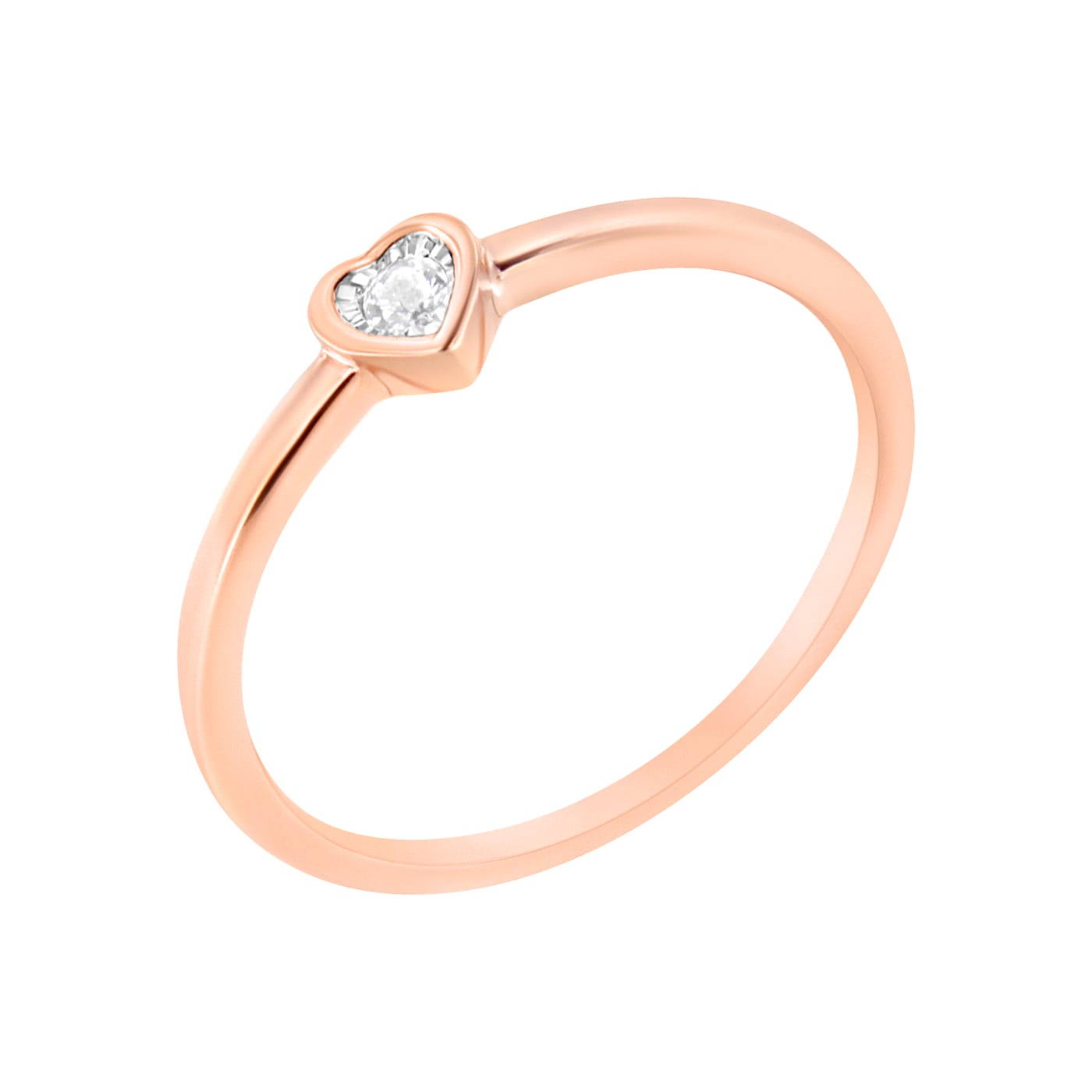 14K Rose Gold Over Sterling Silver Miracle Set Diamond Heart Ring J K Color I1 I2 Clarity 17V5YB