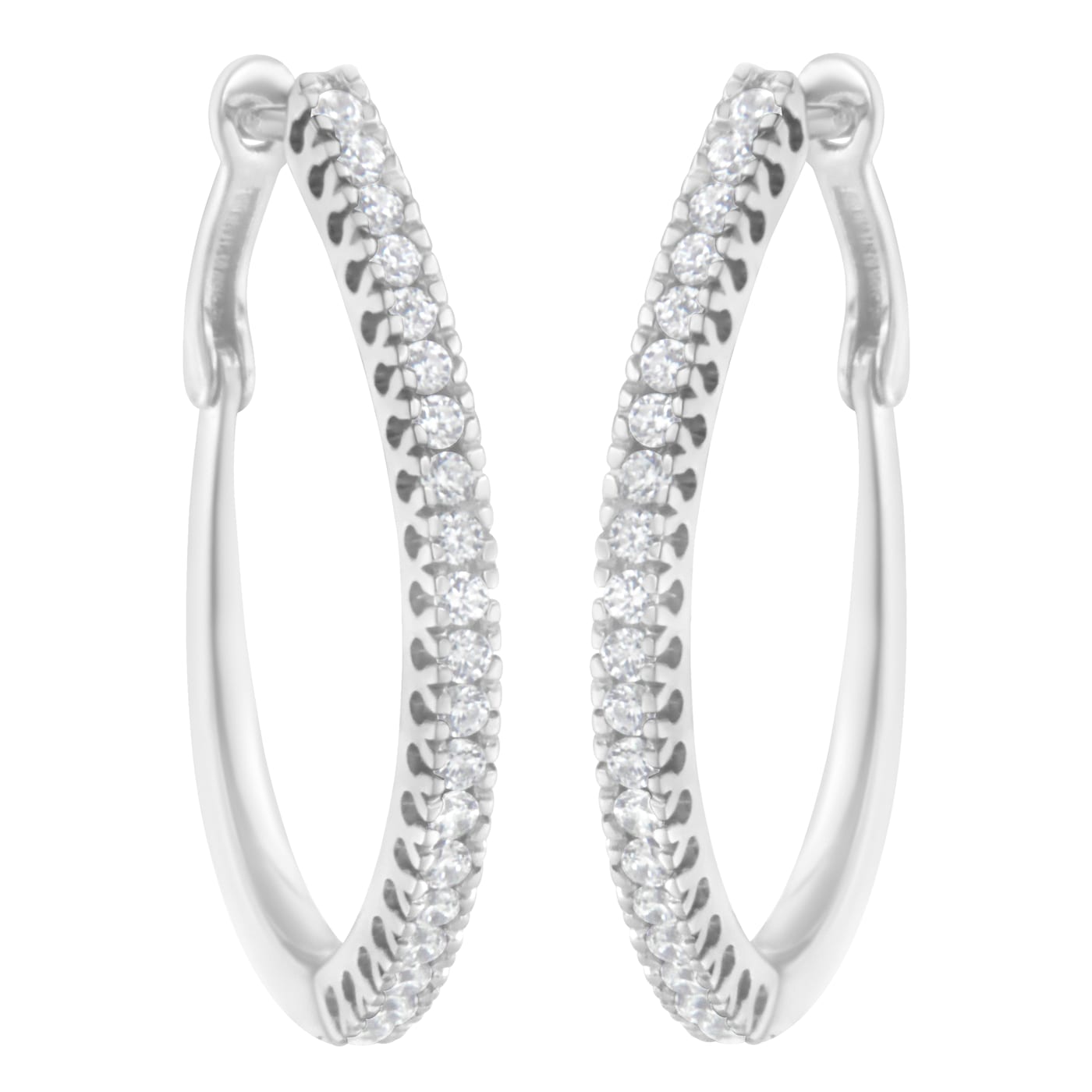 柔らかい 10K White Gold 1/2ctw Diamond Hoop Earrings - 18CRJA その他