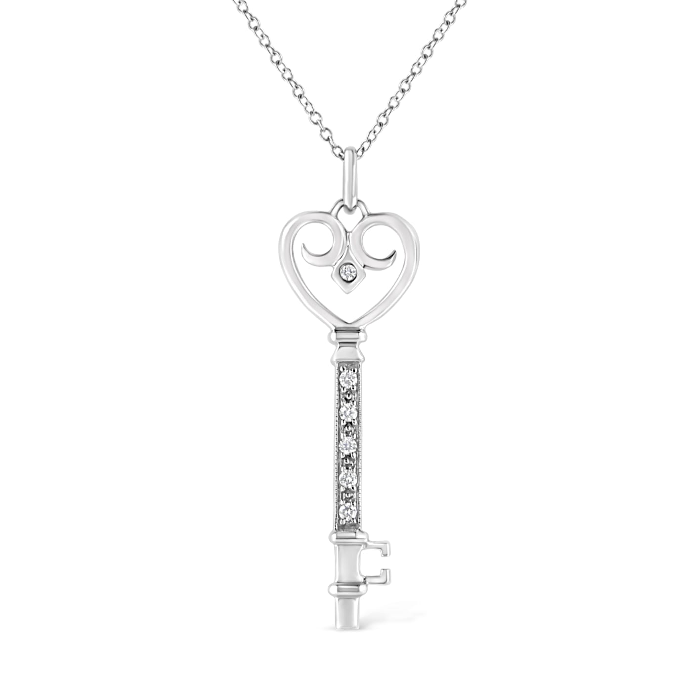 Black & White Diamond Heart Lock & Key Necklace in Sterling Silver - The  Black Bow Jewelry Company