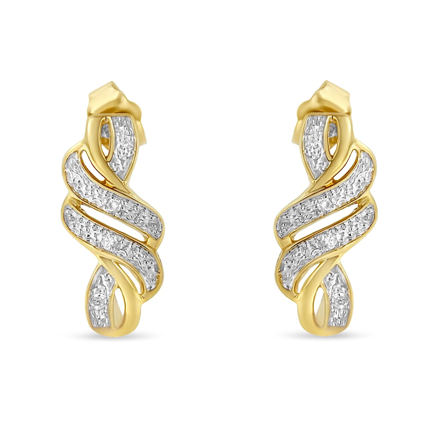 Diamond-Accent 14K Yellow Gold Over Sterling Silver Cross
