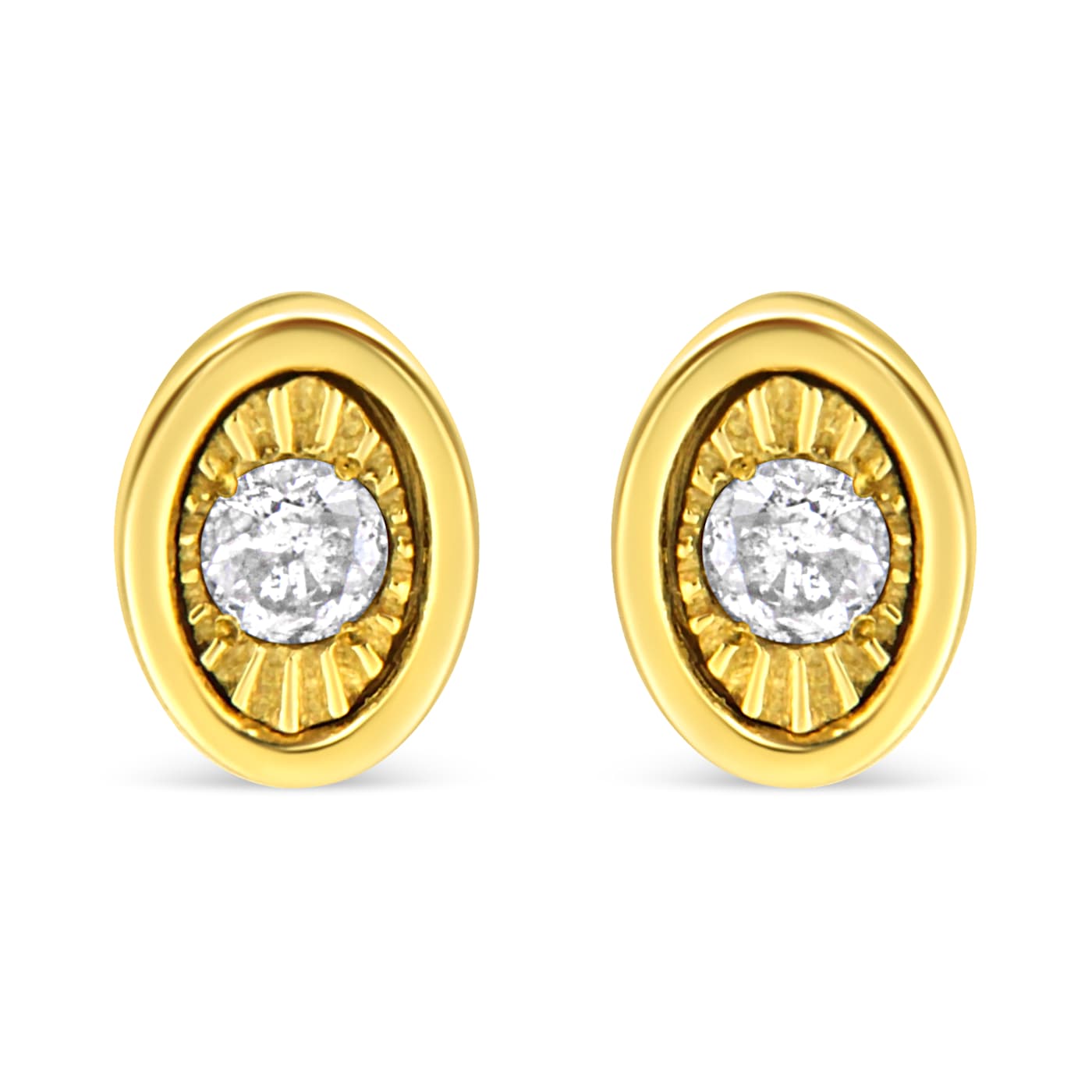1 Carat Pave Diamond Stud Earrings 10K Yellow Gold Cube Shape