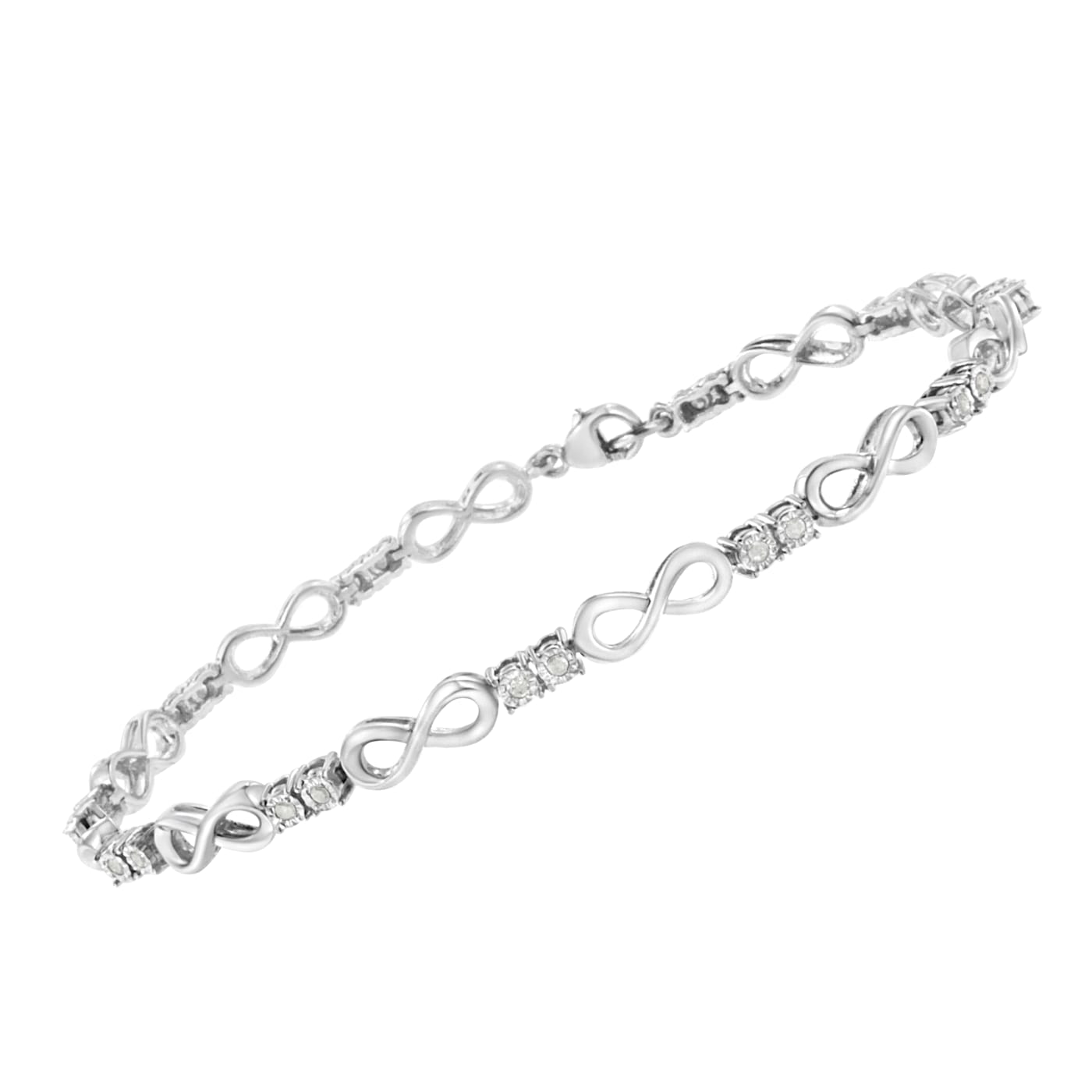 starring silverダイヤモンドbambooブレスレット Sterling Silver .25ctw Miracle Set Diamond Infinity Link