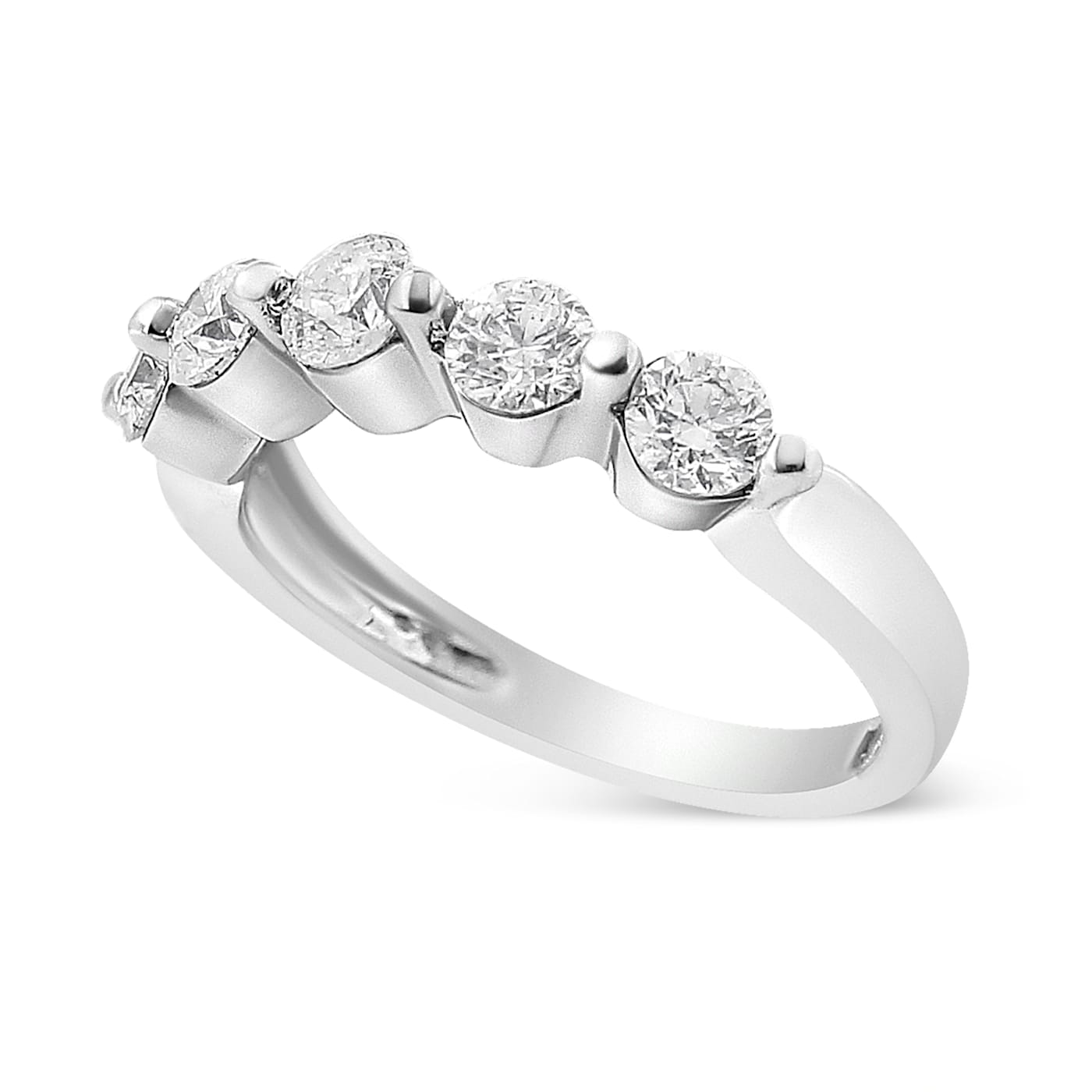 14K White Gold 1.00ctw Round Cut Diamond 5-Stone Band Ring