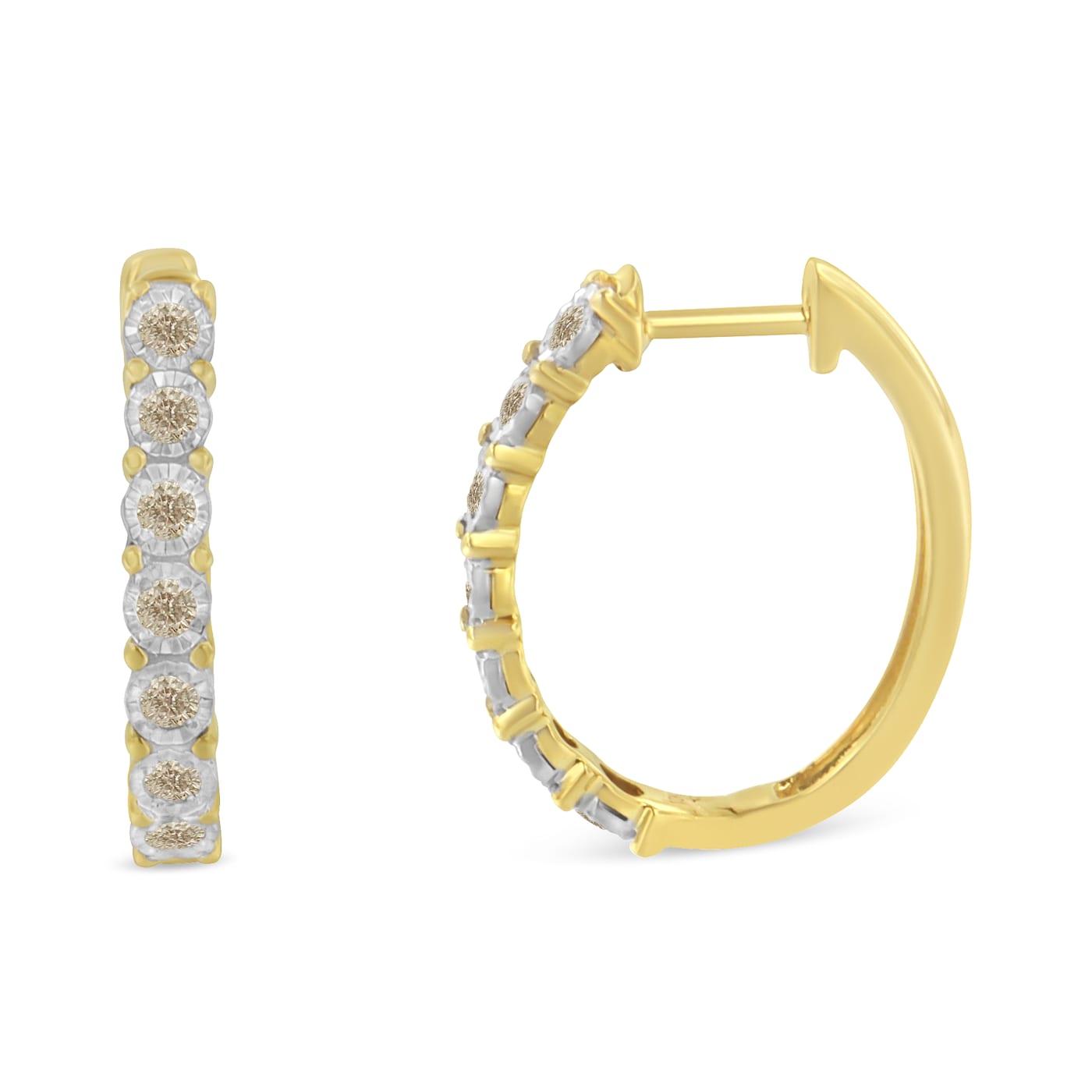 10K Two-Toned Gold Diamond Hoop Earring 1/2ctw
