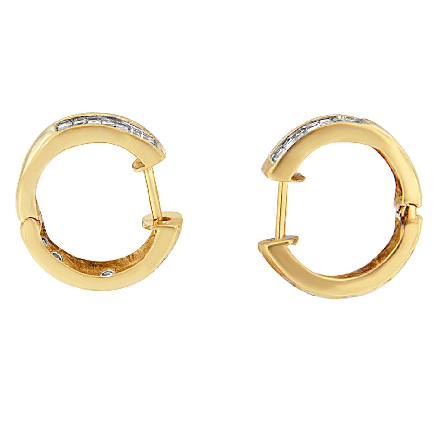 14K Yellow Gold 1/3ctw Diamond Hoop Earrings - 16187A