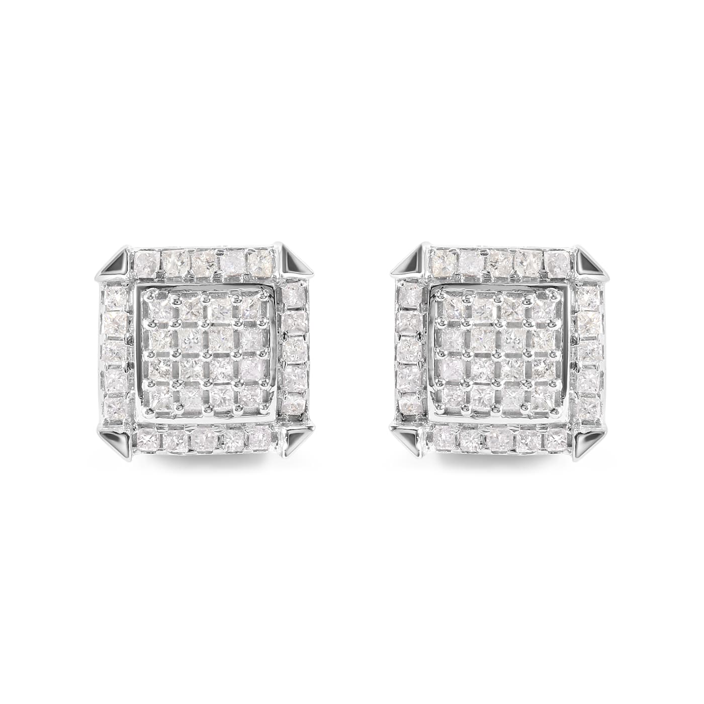 10K White Gold 1 1/10 Cttw Princess Diamond Composite and