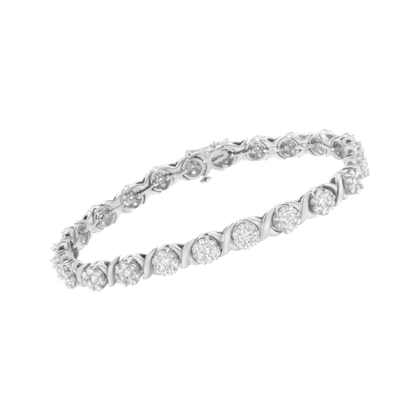 【30％OFF】 14K White X and Cluster Round Diamond Round 7/8ctw 4 Gold アクセサリー